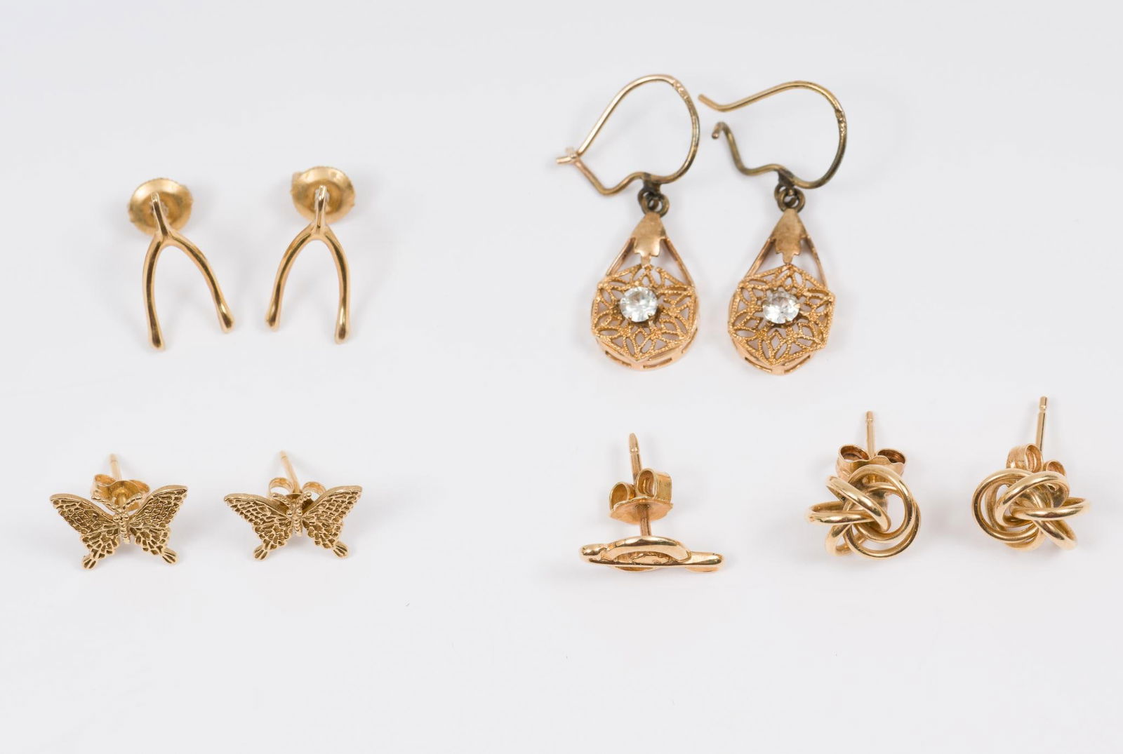 4 Pairs and One Single 14k Gold Earrings (1 of 8)