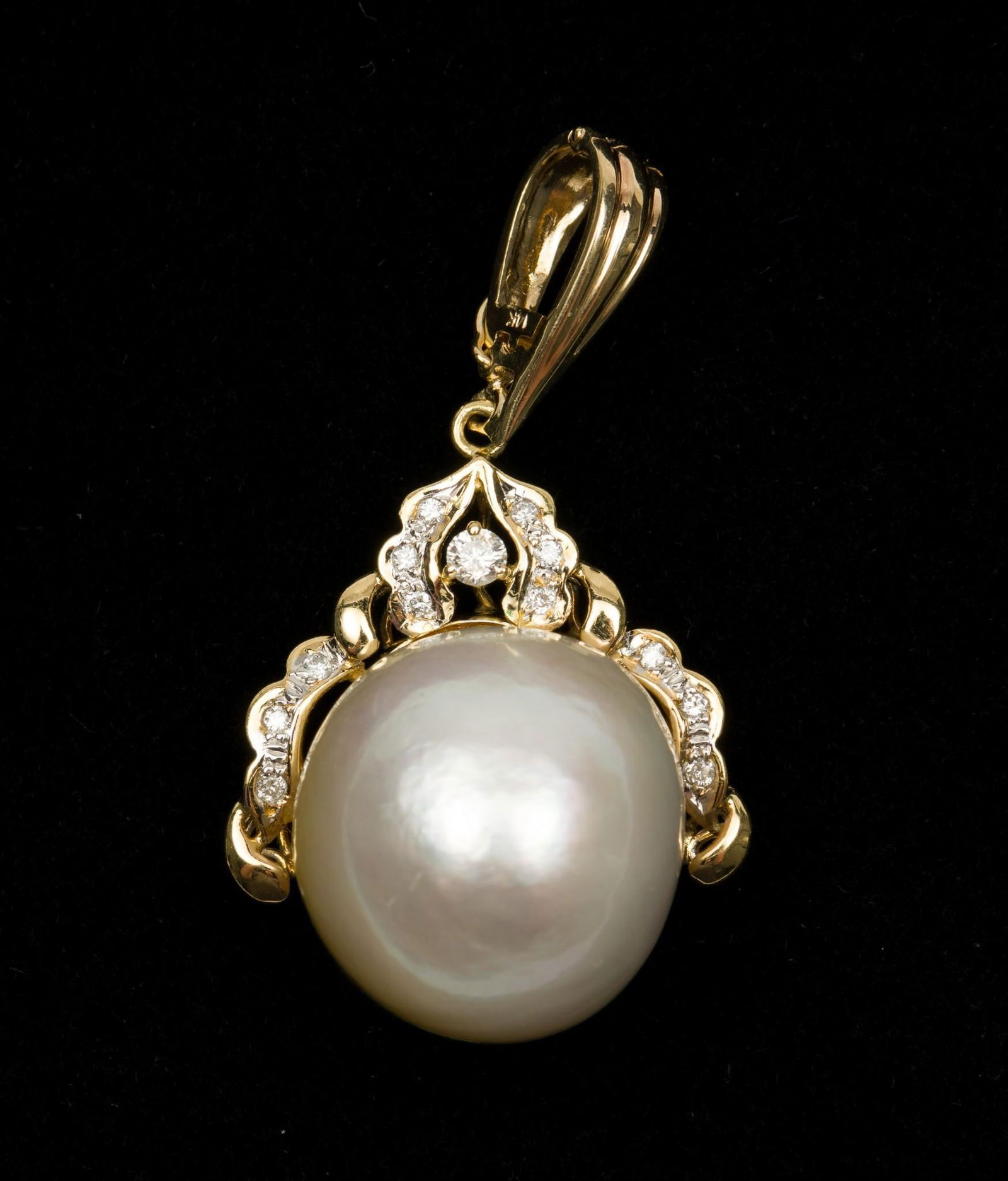 14K Yellow Gold, Mabe Pearl & Diamond Enhancer (1 of 3)
