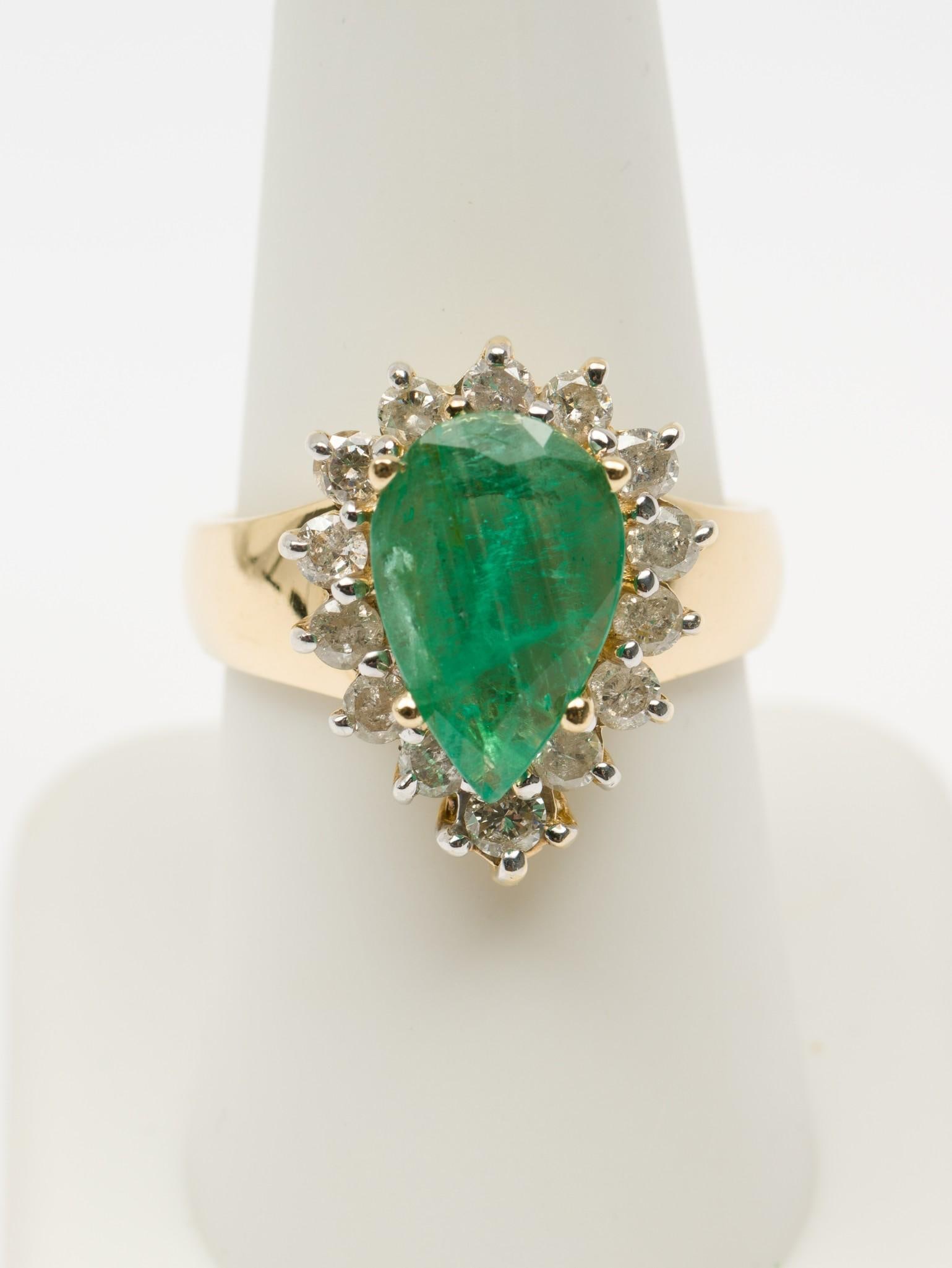 14K Gold, Emerald & Diamond Ring (1 of 4)