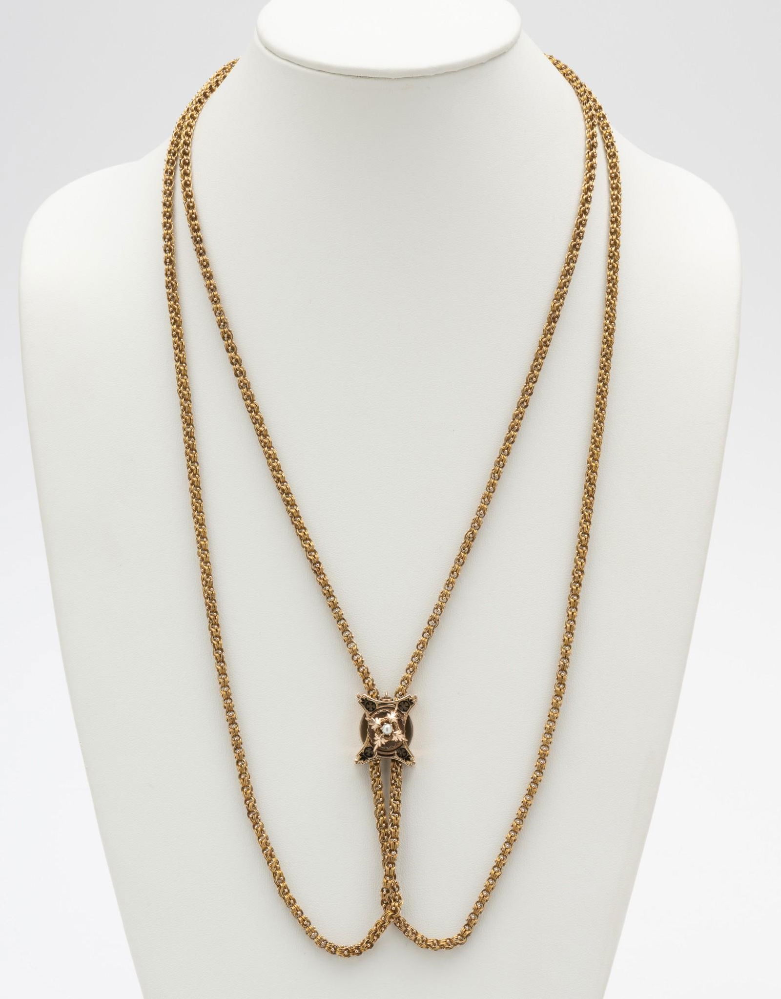 14K and Seed Pearl Victorian Slide Chain (1 of 5)