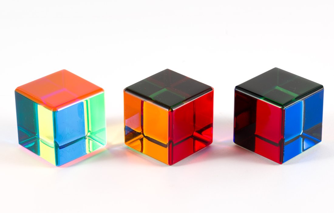 Vasa Velizar Mihich (1933-Present Yugoslavia/America) 3 Cube Sculptures (1 of 6)