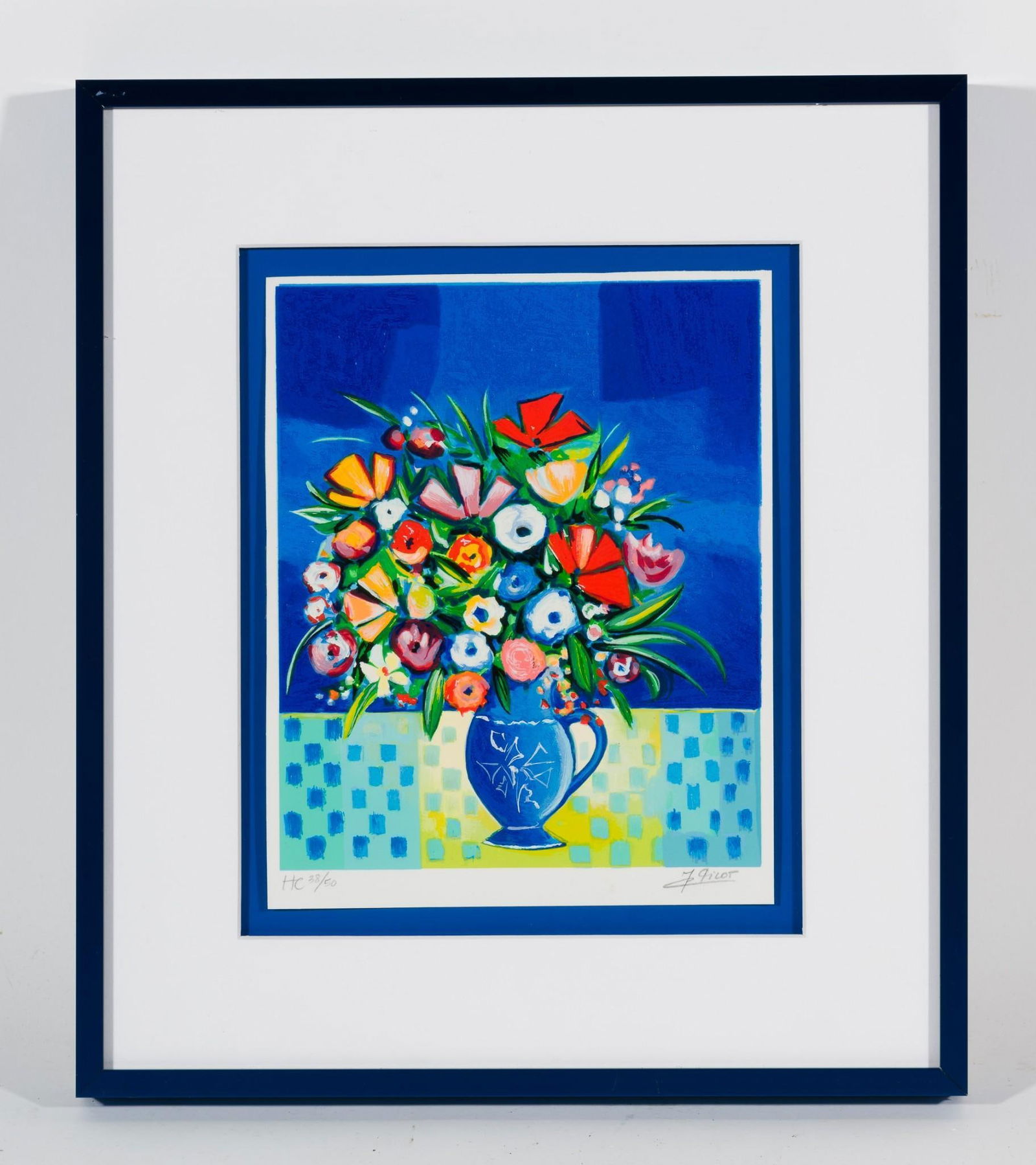 Jean-Claude Picot(1933-202o, French) Blue Vase Color Lithograph (1 of 5)