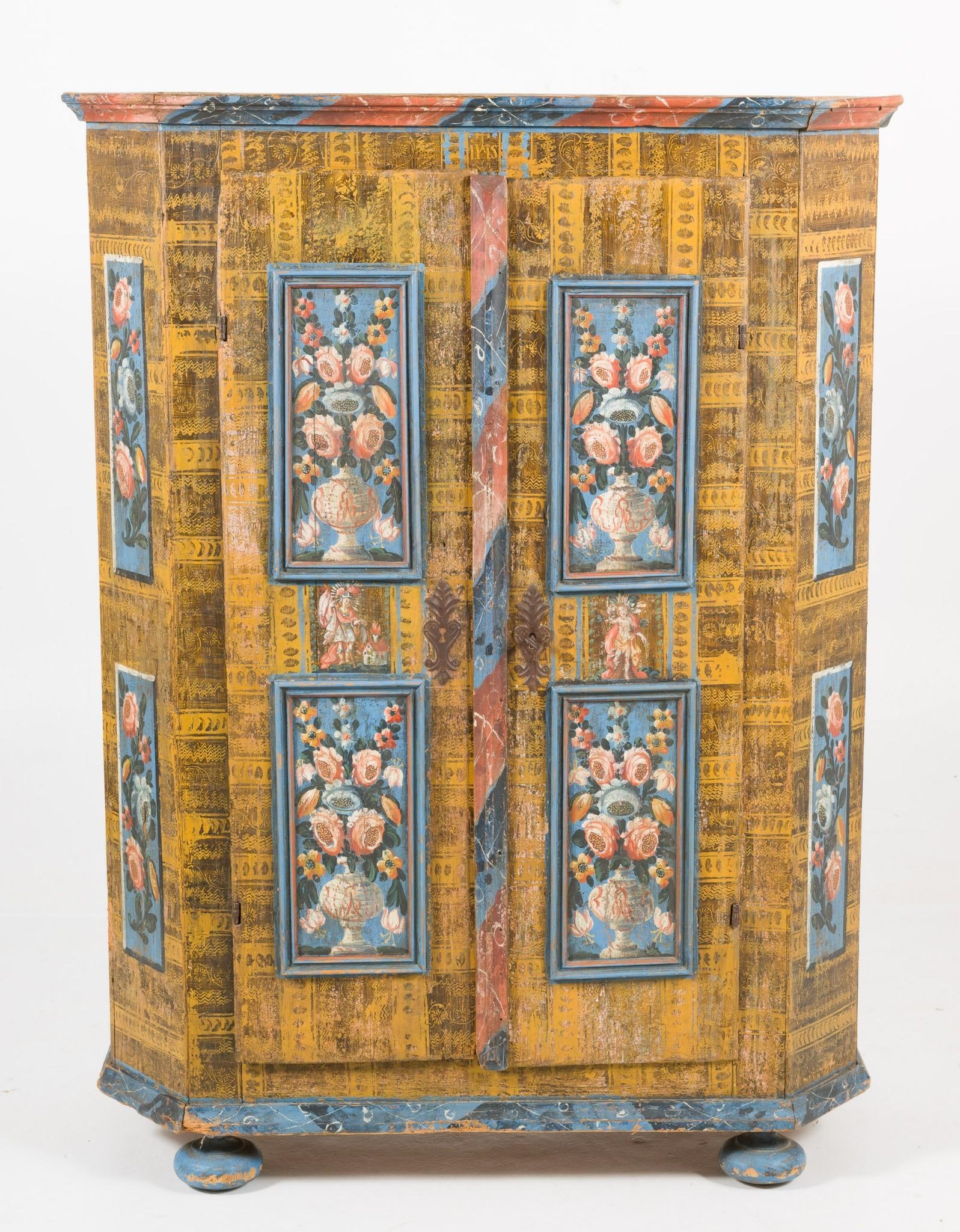 European Painted Folk Art Cabinet (1 of 8)