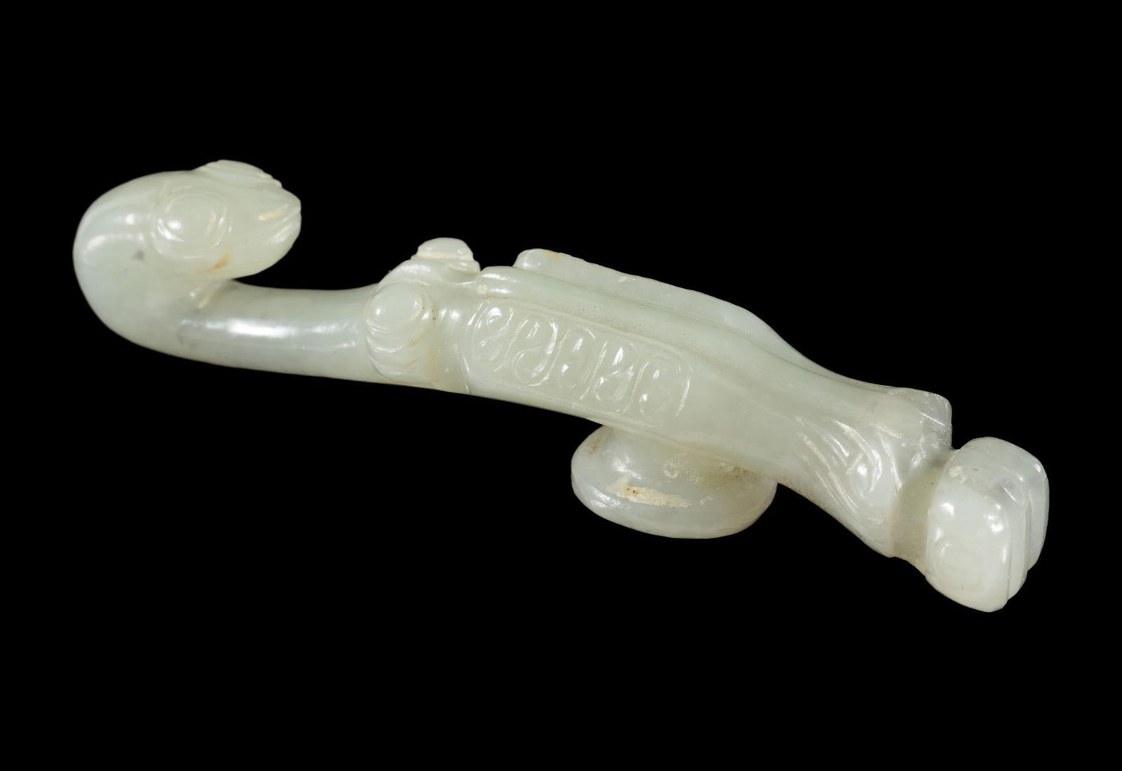 Qing Dynasty (1636-1912) Celadon Jade Praying Mantis Belt Hook (1 of 6)
