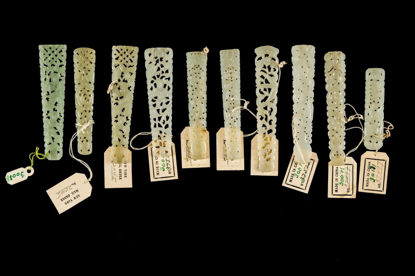 10 Qing Dynasty (1636-1912) Celadon Jade Pendants (1 of 8)