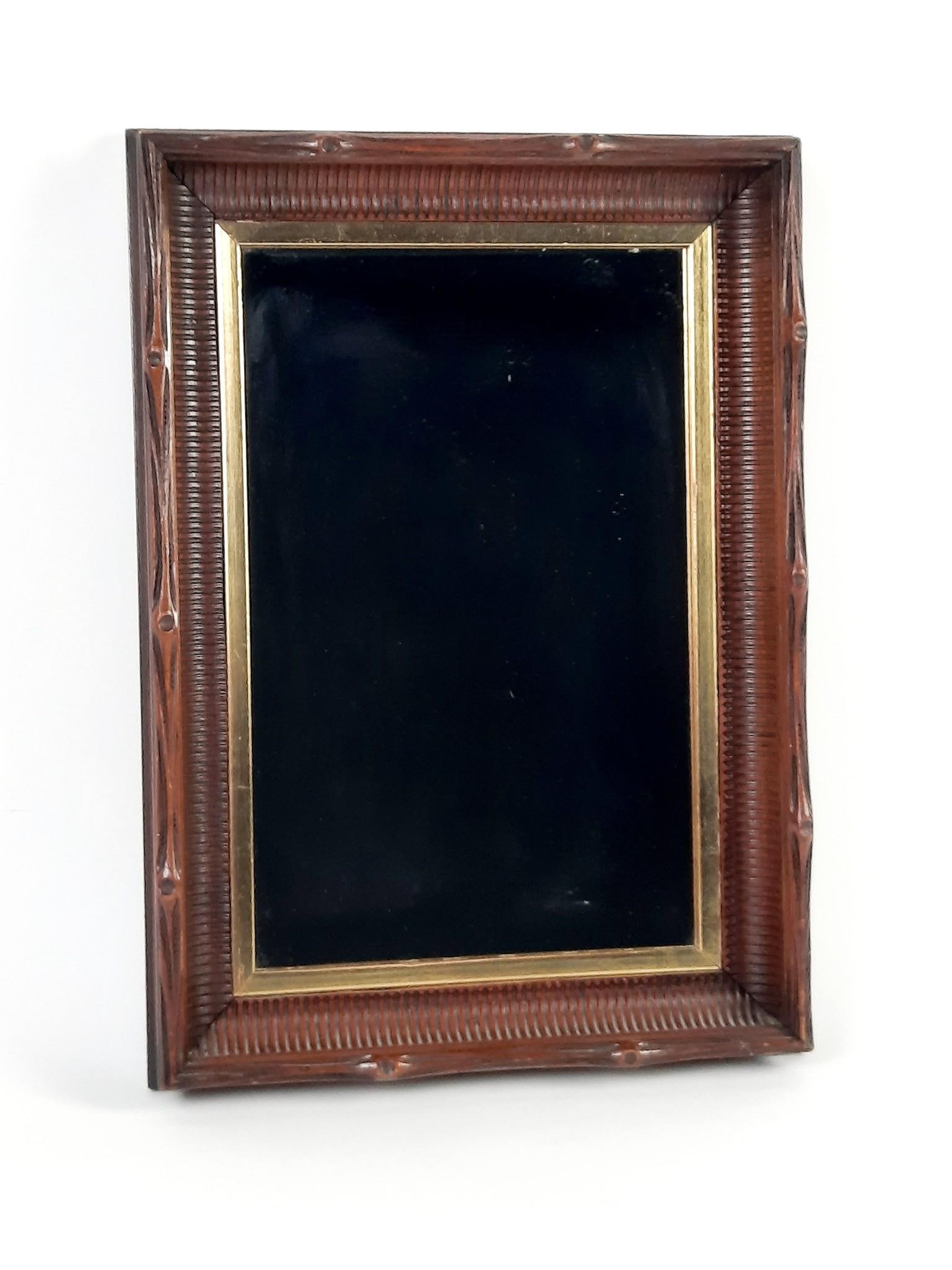 Vintage Wall Mirror: Overall with frame 20-1/2" high x 14-1/2" wide. LR