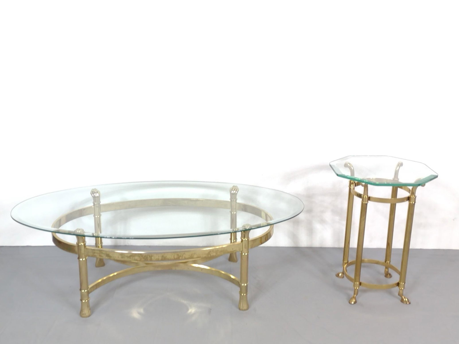 Glass Top Brass Coffee and End Tables (1 of 7)
