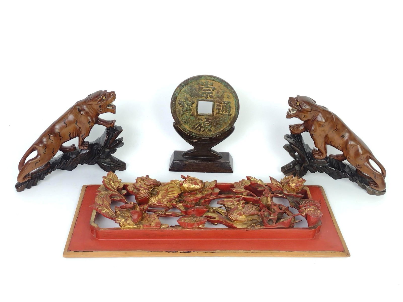 4 Asian Articles incl Carved Tigers (1 of 8)