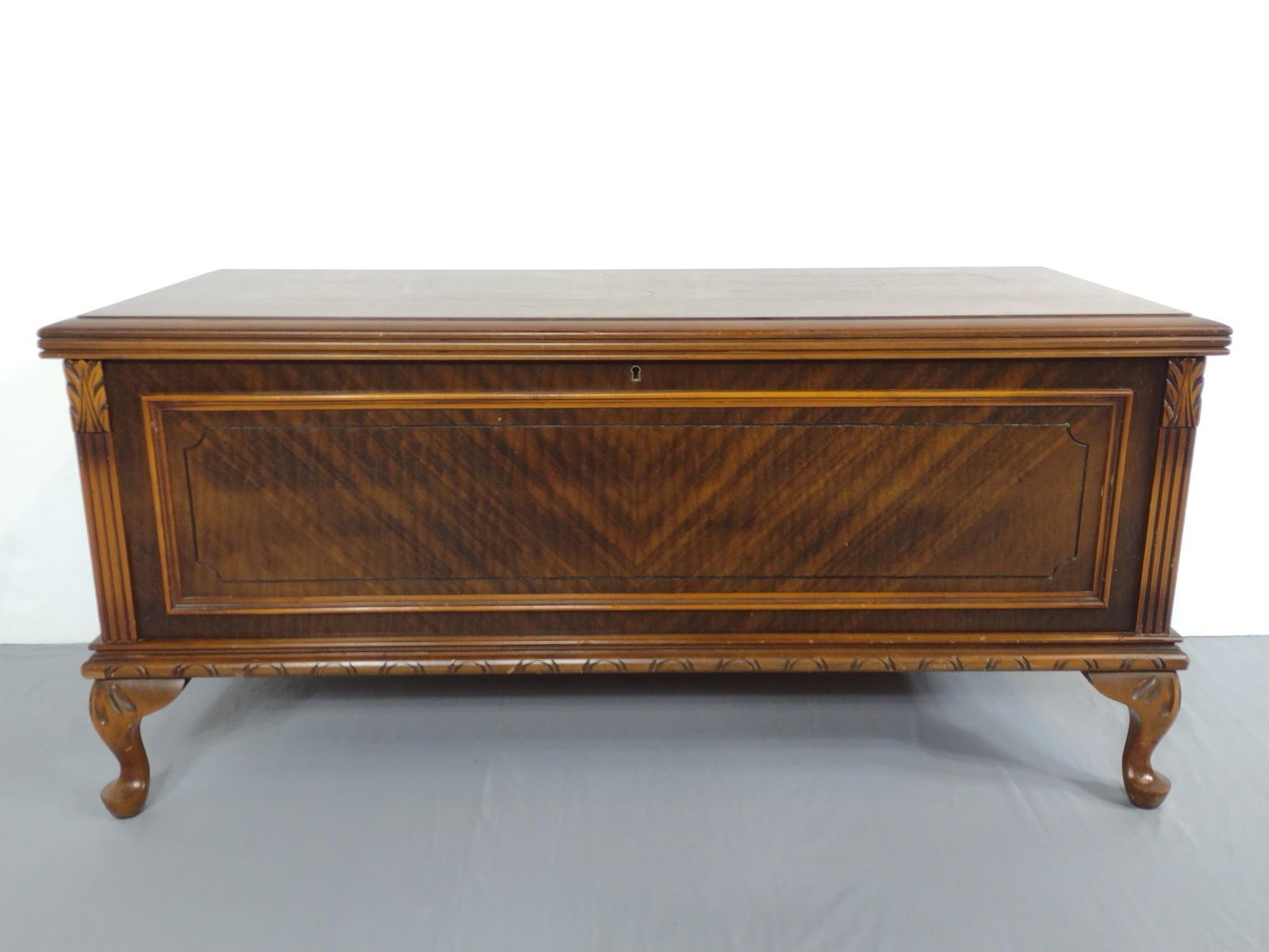 West Branch Cedar Chest: 48" wide X 19" deep X 22-3/4" high. Has a few light scratches. MG.