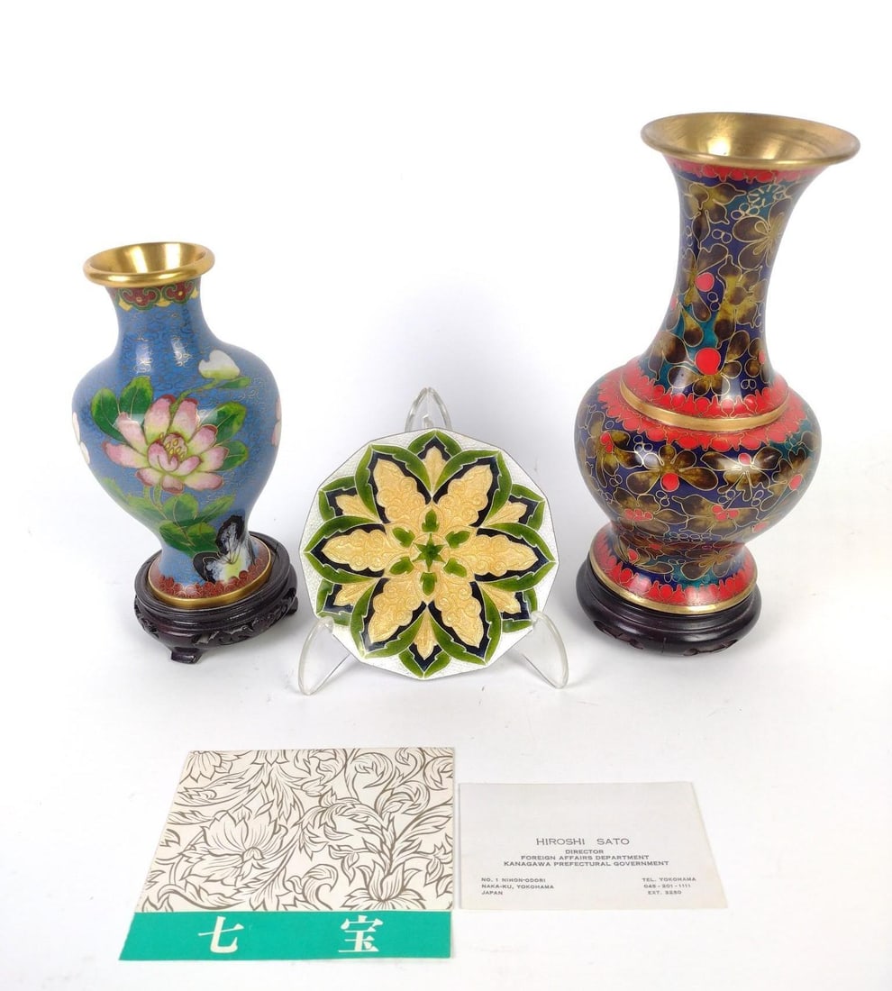 3 Pcs Cloisonne Incl Plate (1 of 9)