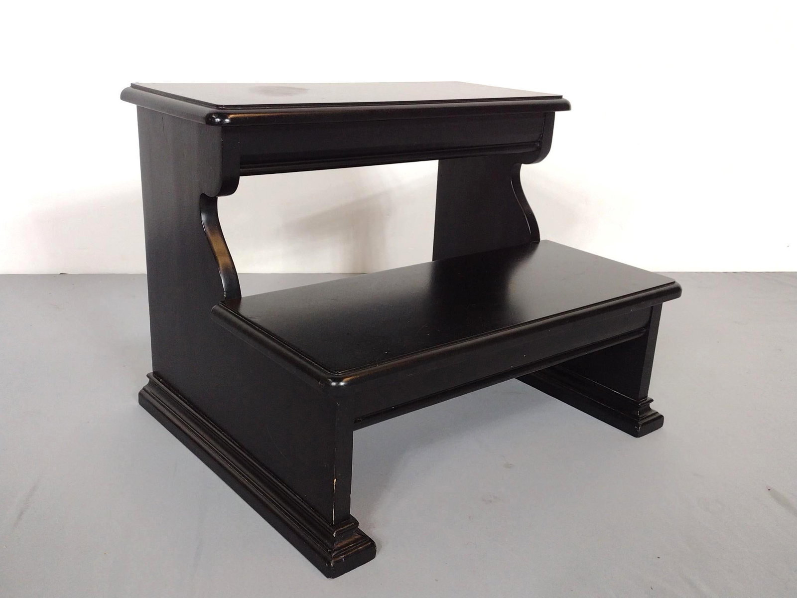 Bed Steps: 20" wide X 16" deep X 15" high. Has some finish loss. MG.