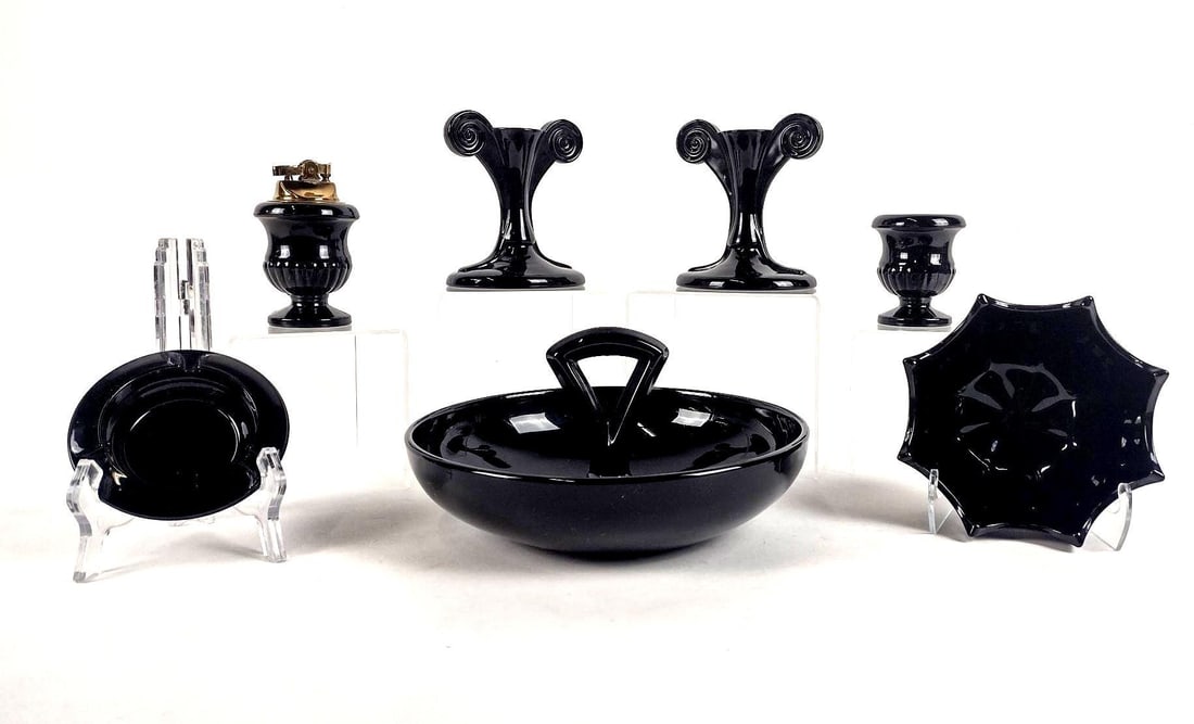 7 Pcs Ebony Glassware incl Lighter (1 of 4)