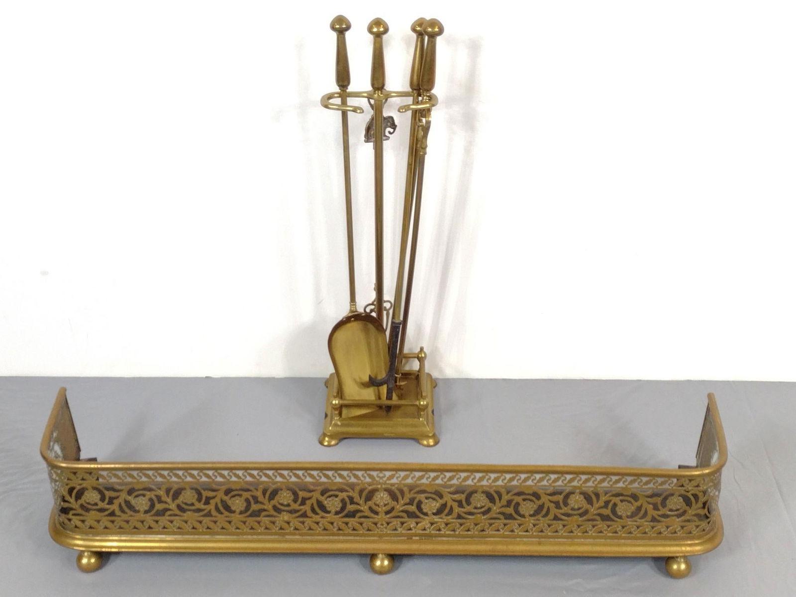 Brass Fireplace Set & Fire Fender (1 of 6)