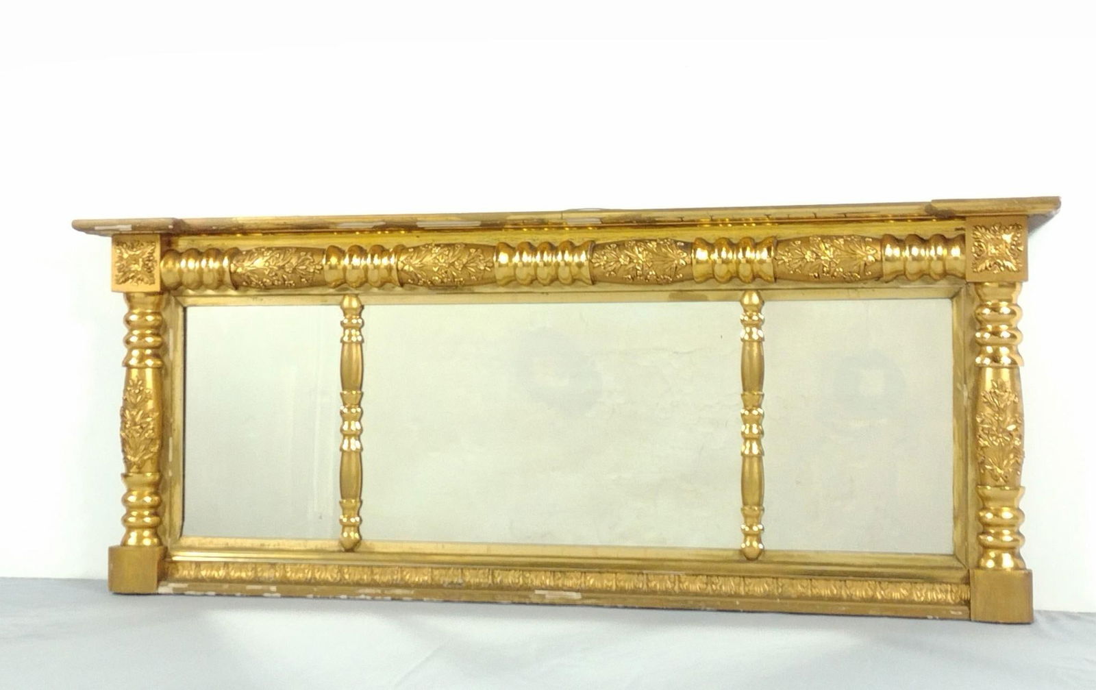 Antique 3 Panel Gilt Wall Mirror (1 of 5)