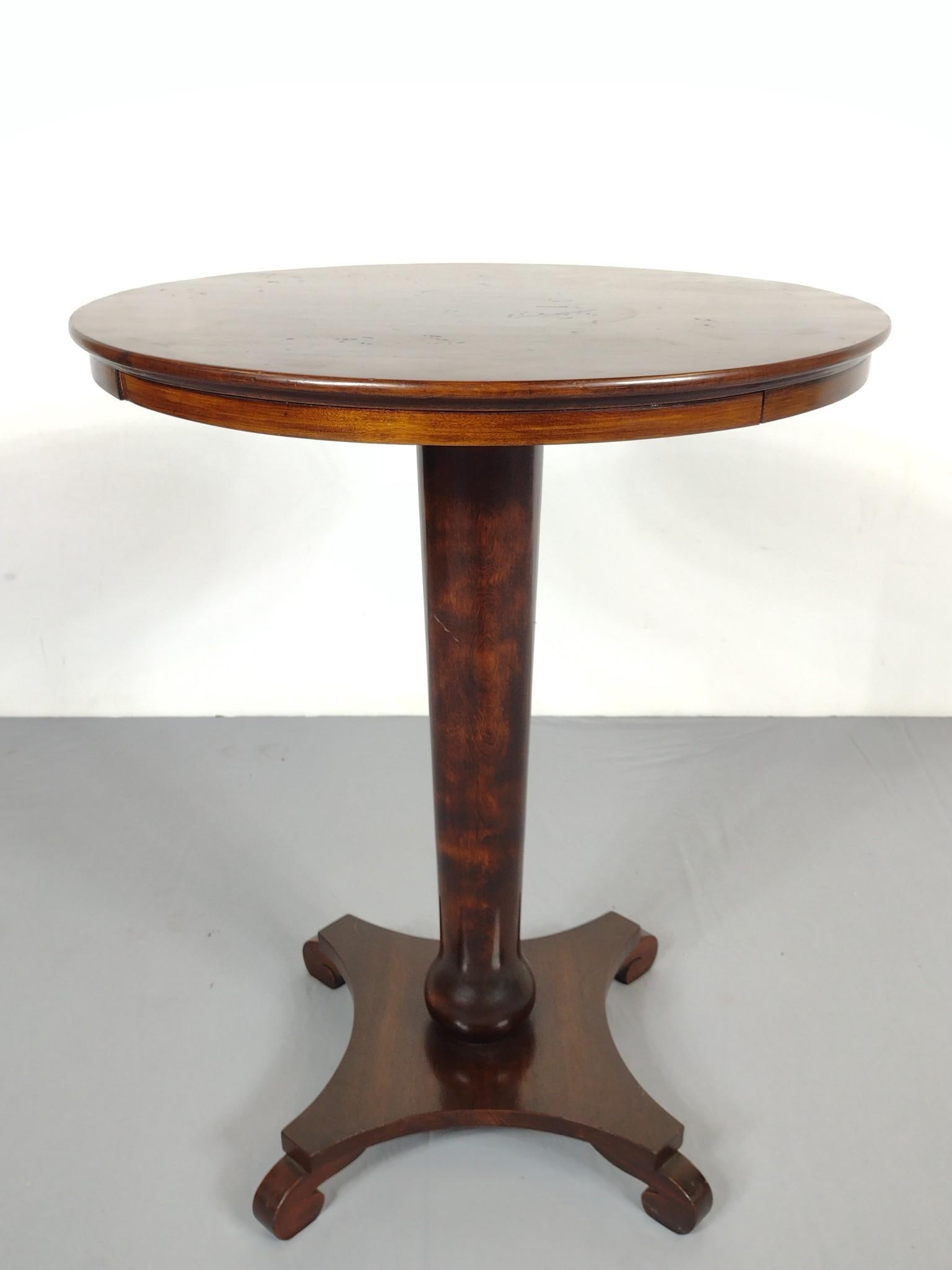 Round Table: 24" diameter X 30" high. Table top has some scratches. MG.