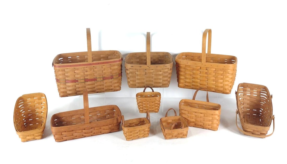 10 Longaberger Baskets incl Wall Hanging (1 of 20)