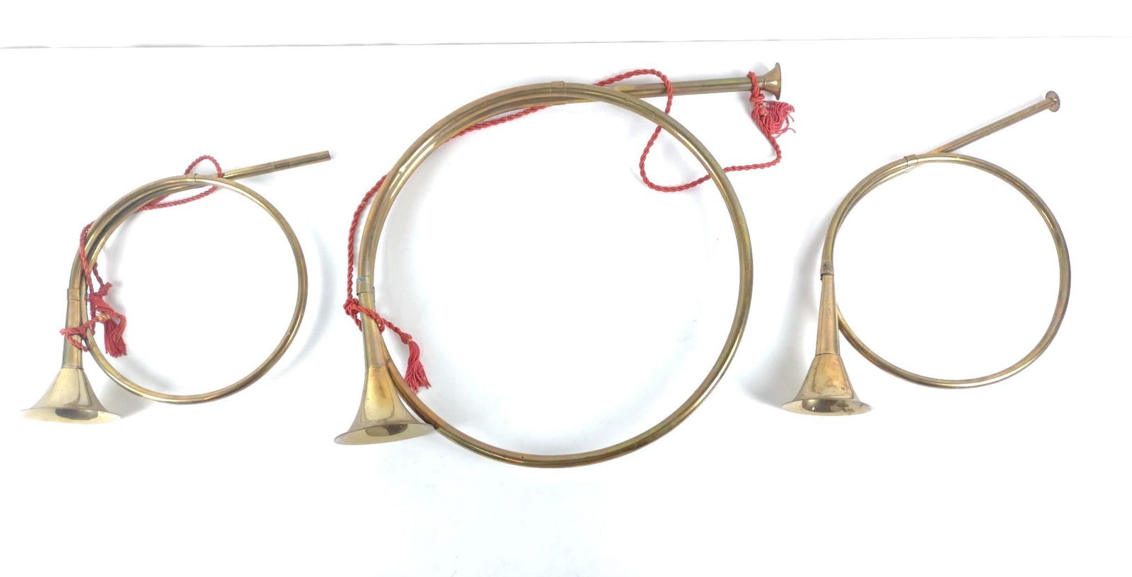 3 Brass Wall Hanging Horns with Red Cording (1 of 5)