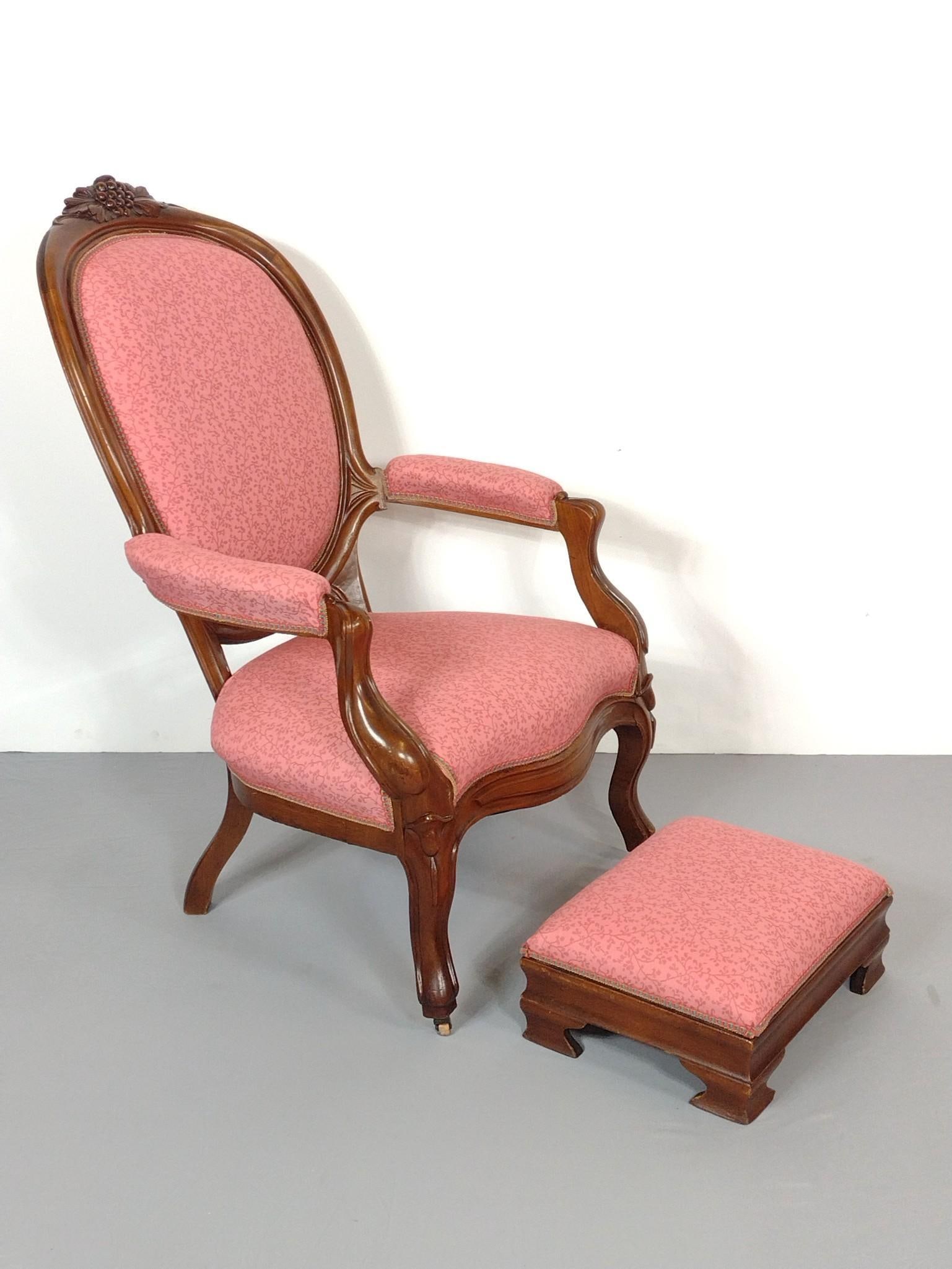 Victorian Arm Chair and Ottoman (1 of 8)