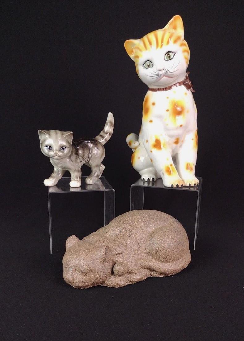 3 Cat Figurines incl Ceramic (1 of 5)