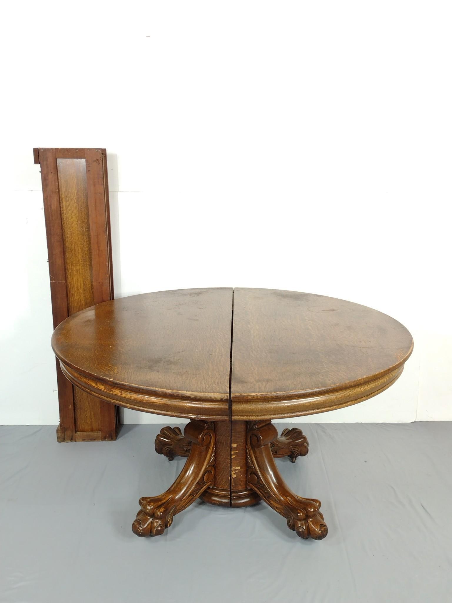 Antique Ball & Claw Dining Table With Four Leaves (1 of 7)