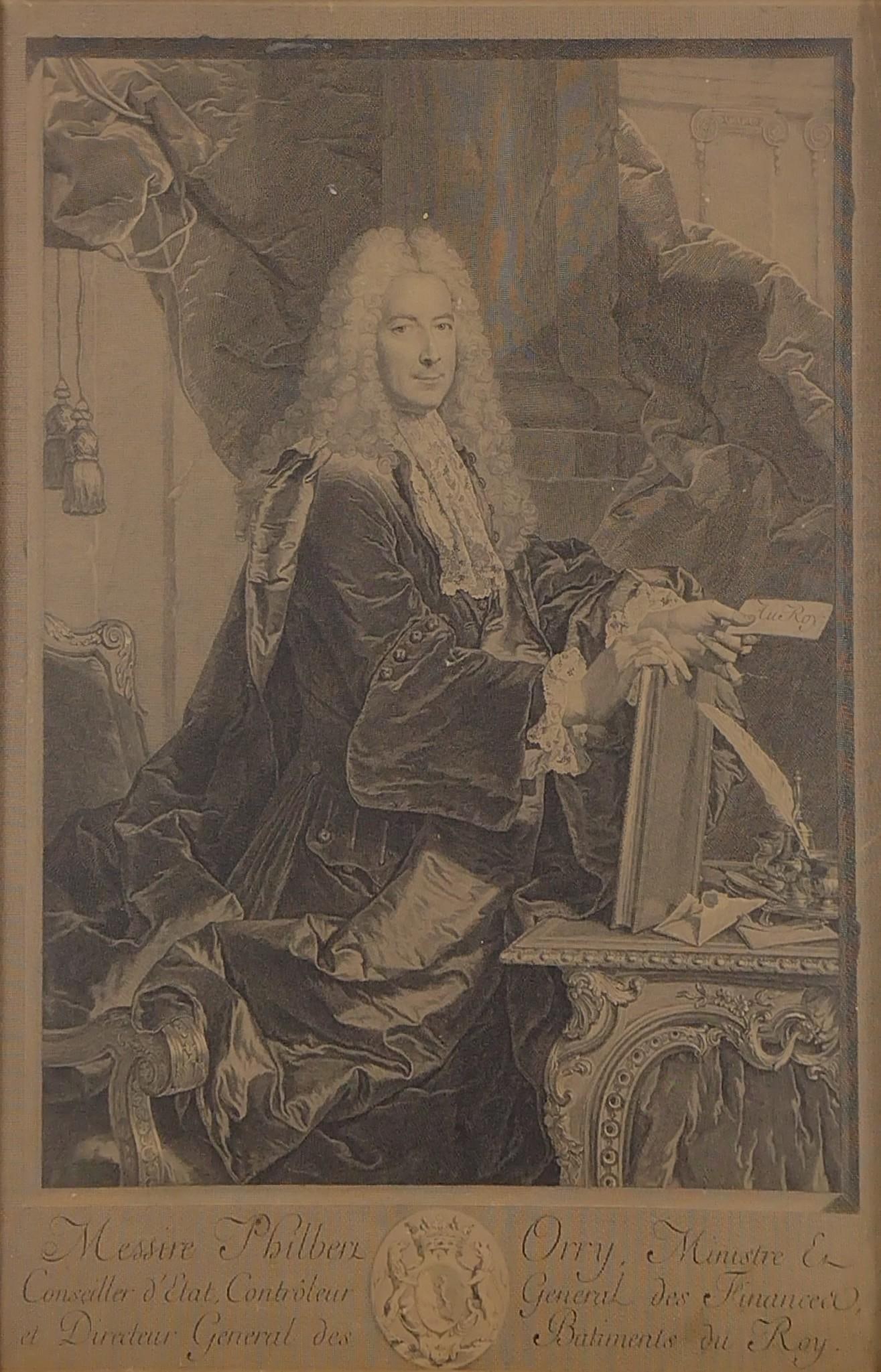 Francois Bernard Lepicie Philibert Orrey Portrait Engraving: Sight:17-1/4" high x 13-1/2" wide. Overall with frame 22-1/4" high x 16-1/2" wide. LR / MG
