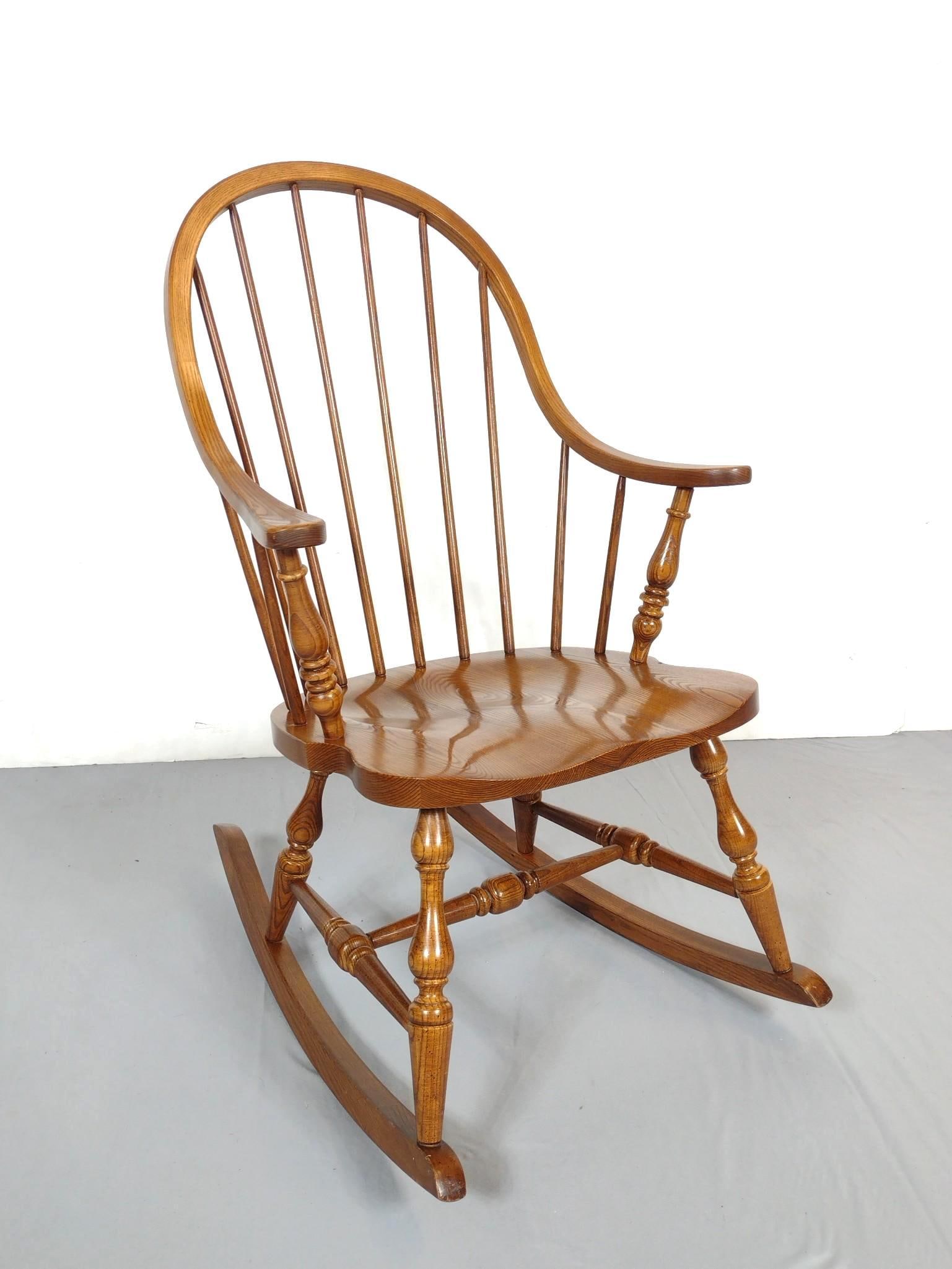 Oak Rocking Chair: 24-1/2" wide X 30-1/2" deep X 49" high. MG.
