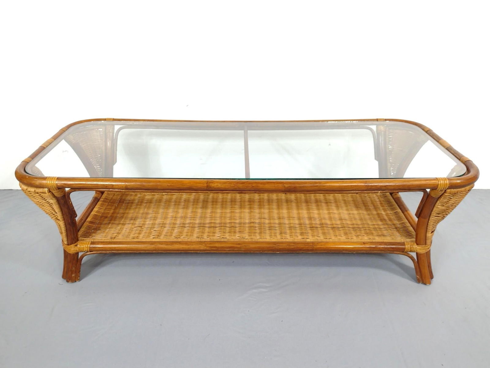 Glass Top Rattan Coffee Table (1 of 5)