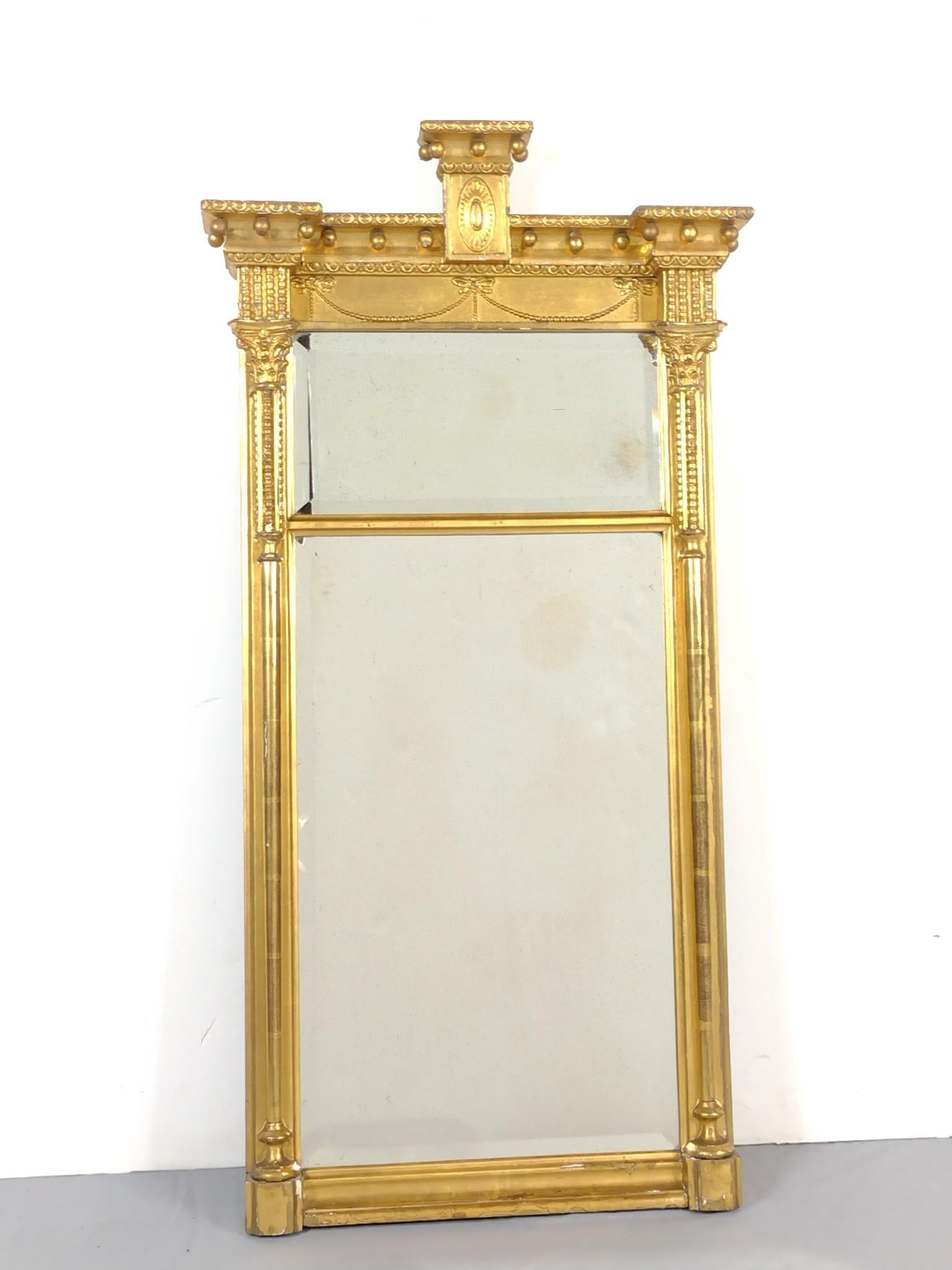 Antique Gilt 2 Section Wall Mirror (1 of 4)