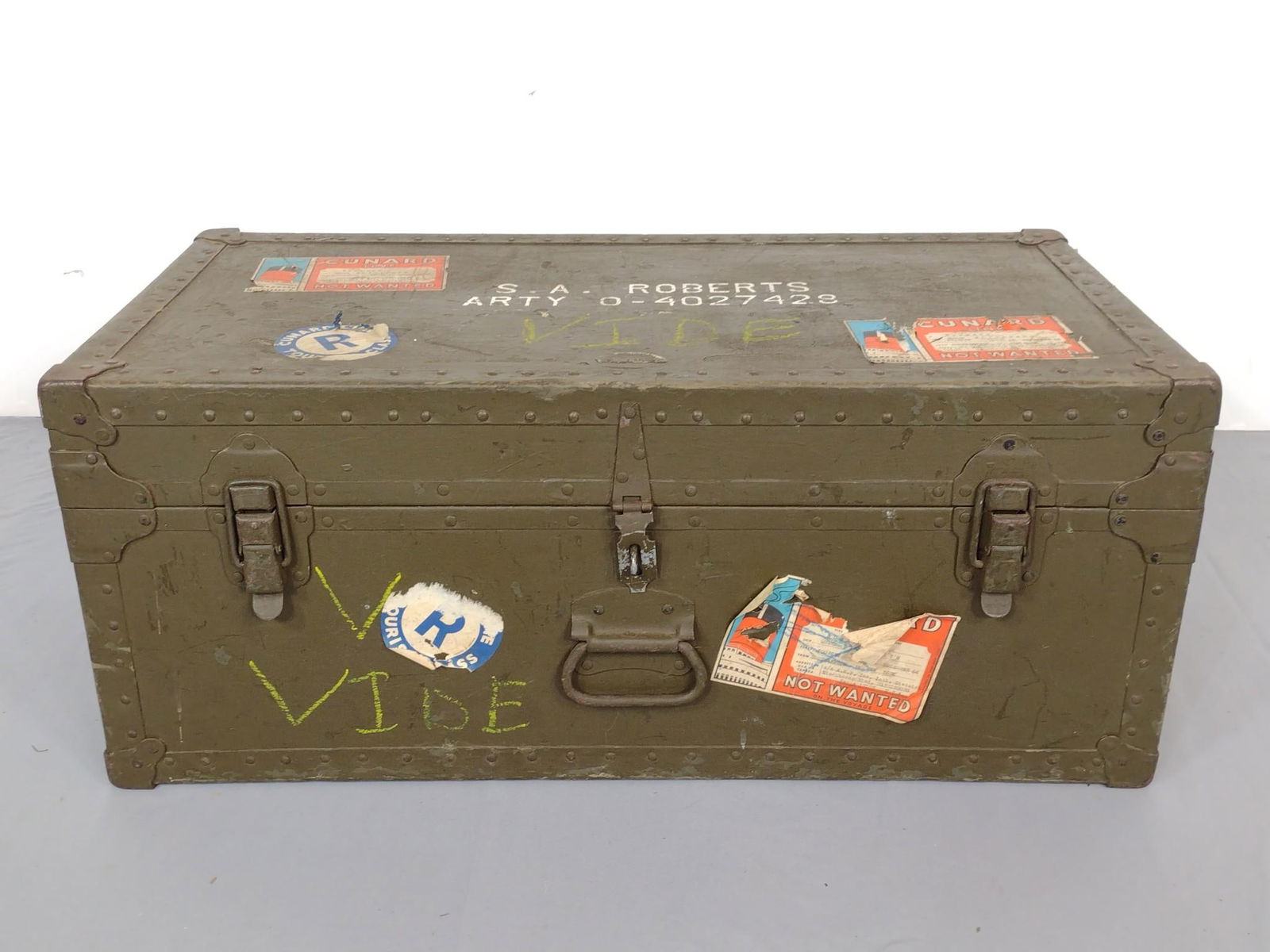 Military Trunk with Cunard Line Labels (1 of 6)
