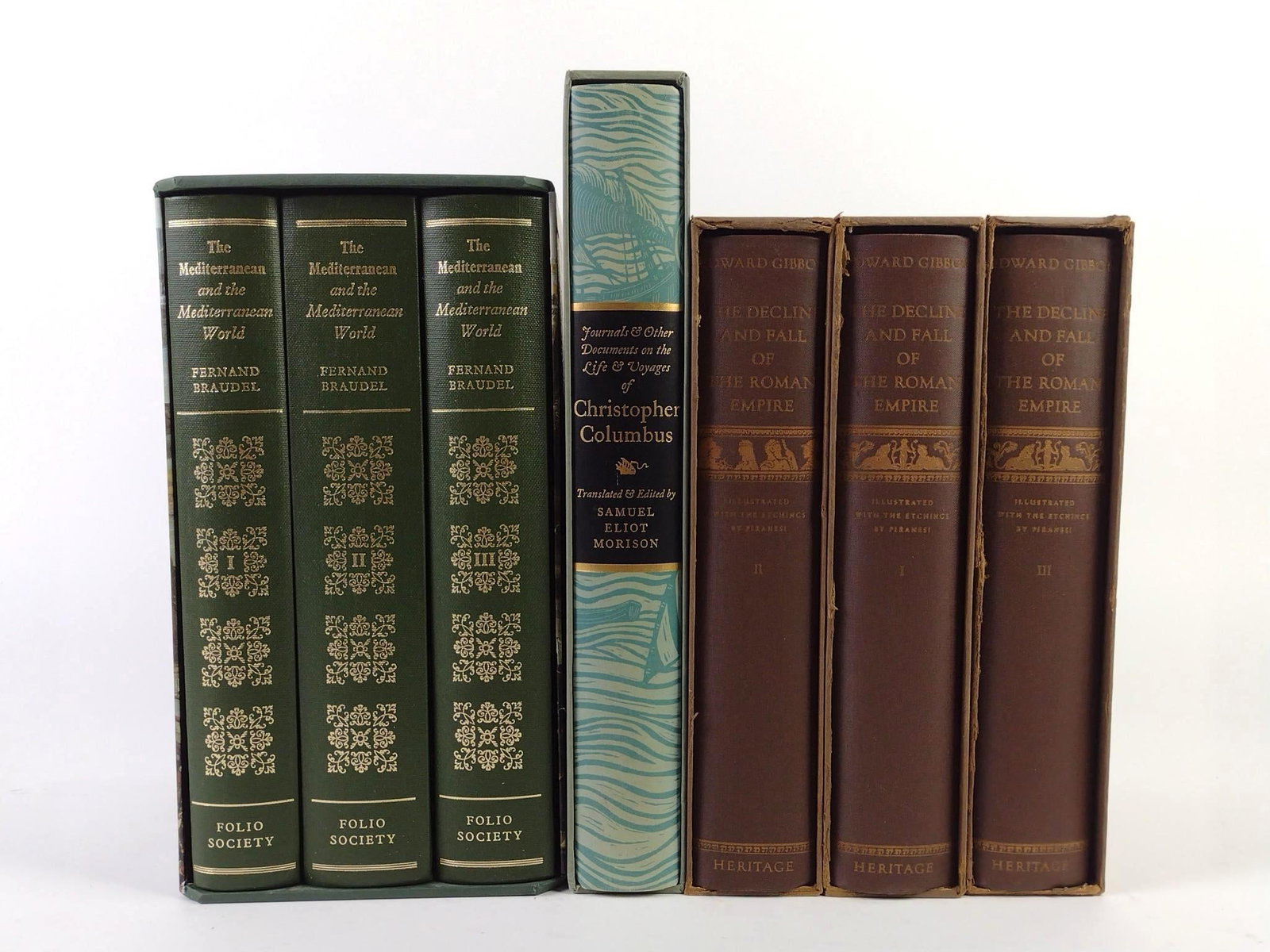 7 Books Incl The Mediterranean And The Mediterranean War: Also includes Christopher Columbus, The Decline And Fall Of The Roman Empire. MG.