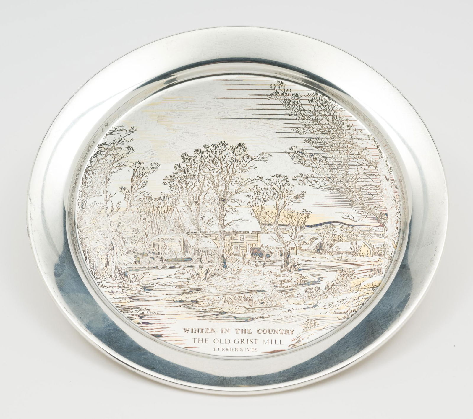 Ltd. Ed. Danbury Mint - 24k And Sterling Currier & Ives Plate (1 of 5)