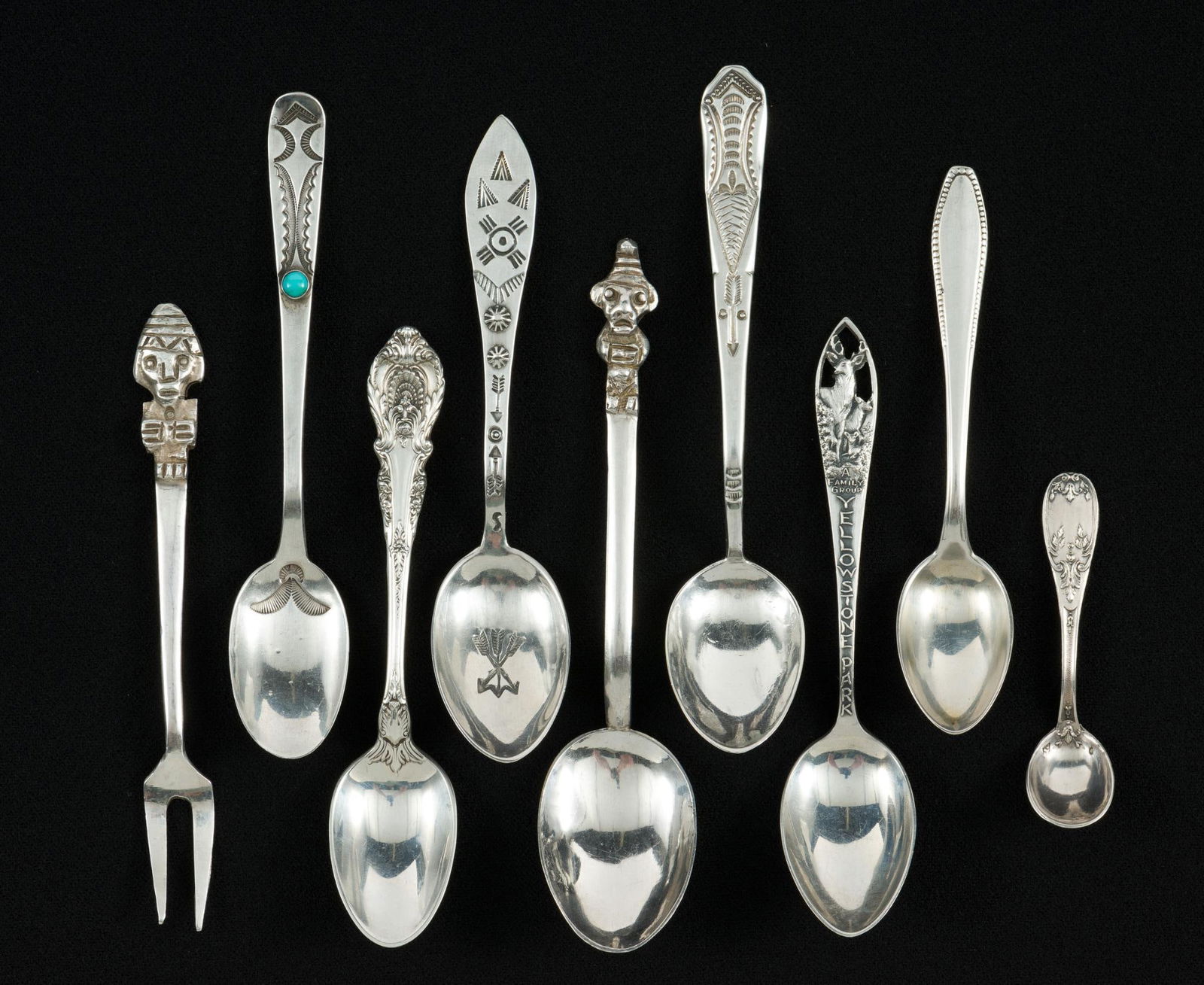 9 Pcs. Sterling Souvenir Spoons & Fork (1 of 9)