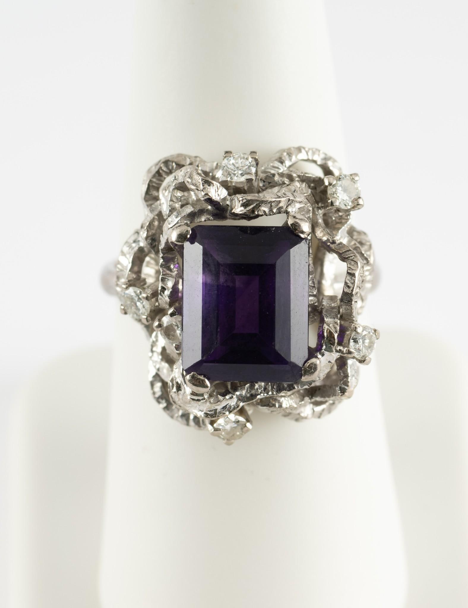 18k White Gold, Amethyst & Diamond Ring (1 of 3)
