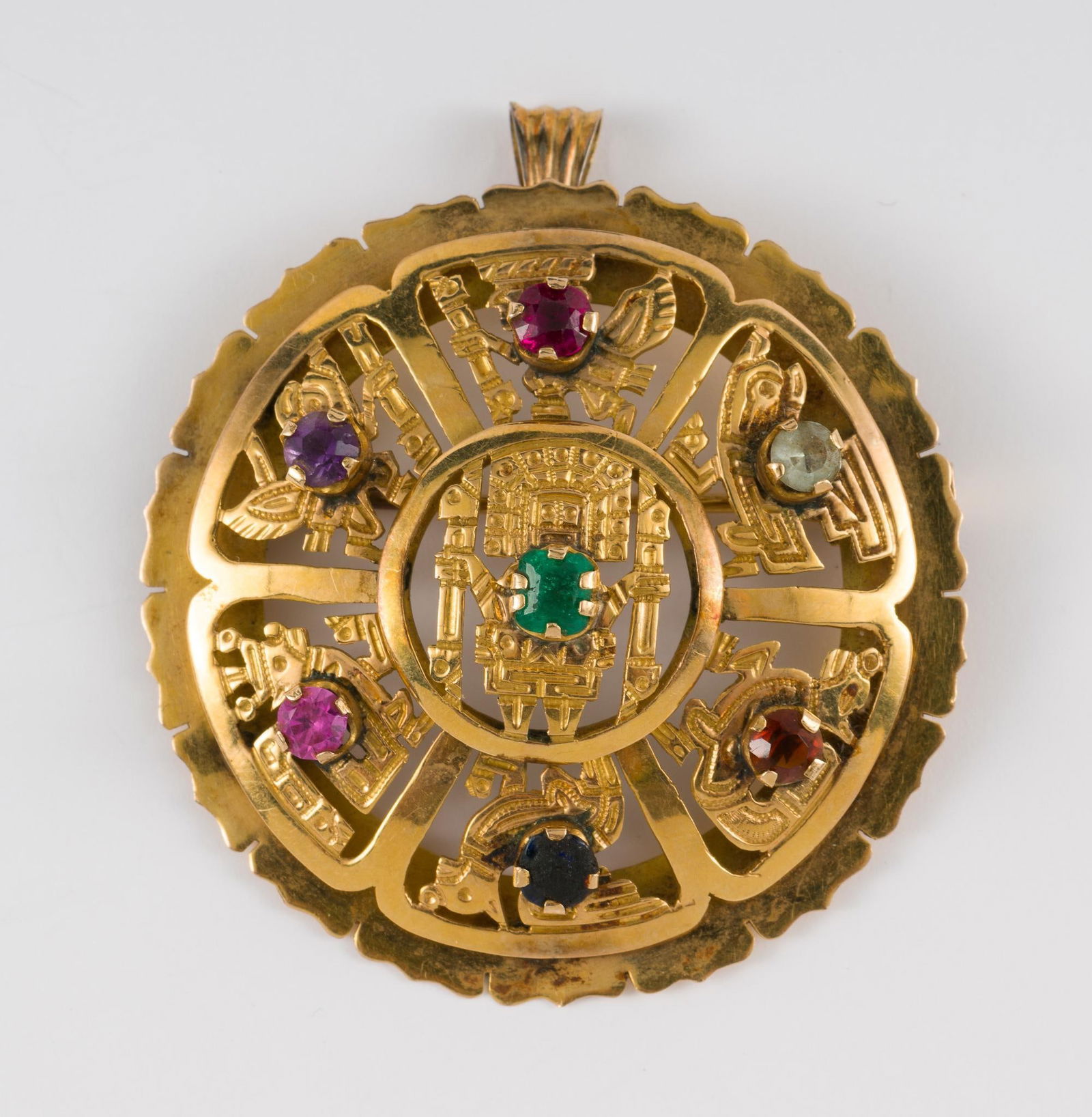 18K Gold & Gemstone Brooch (1 of 2)