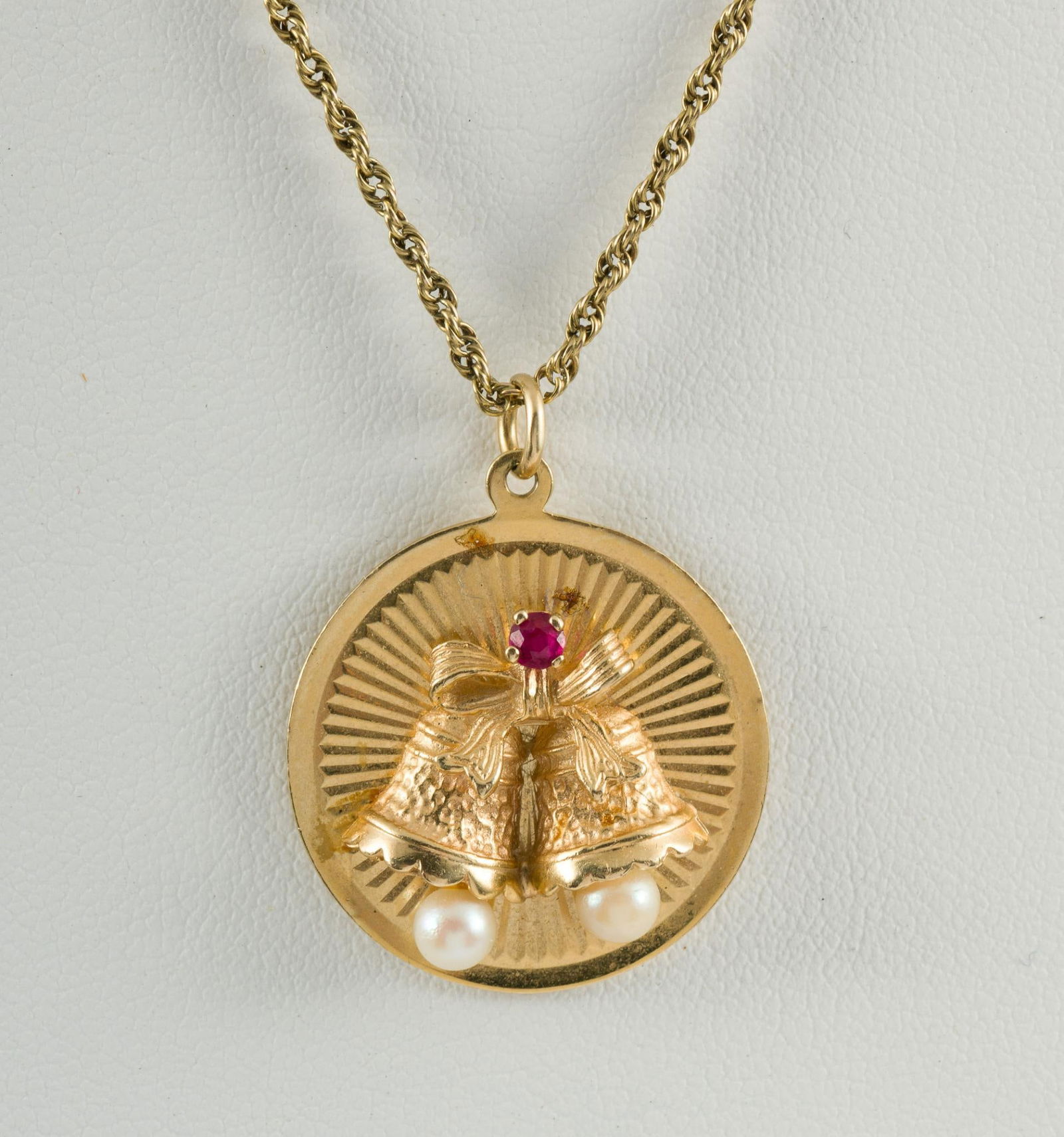 14K Gold Wedding Bells Pendant Necklace (1 of 4)