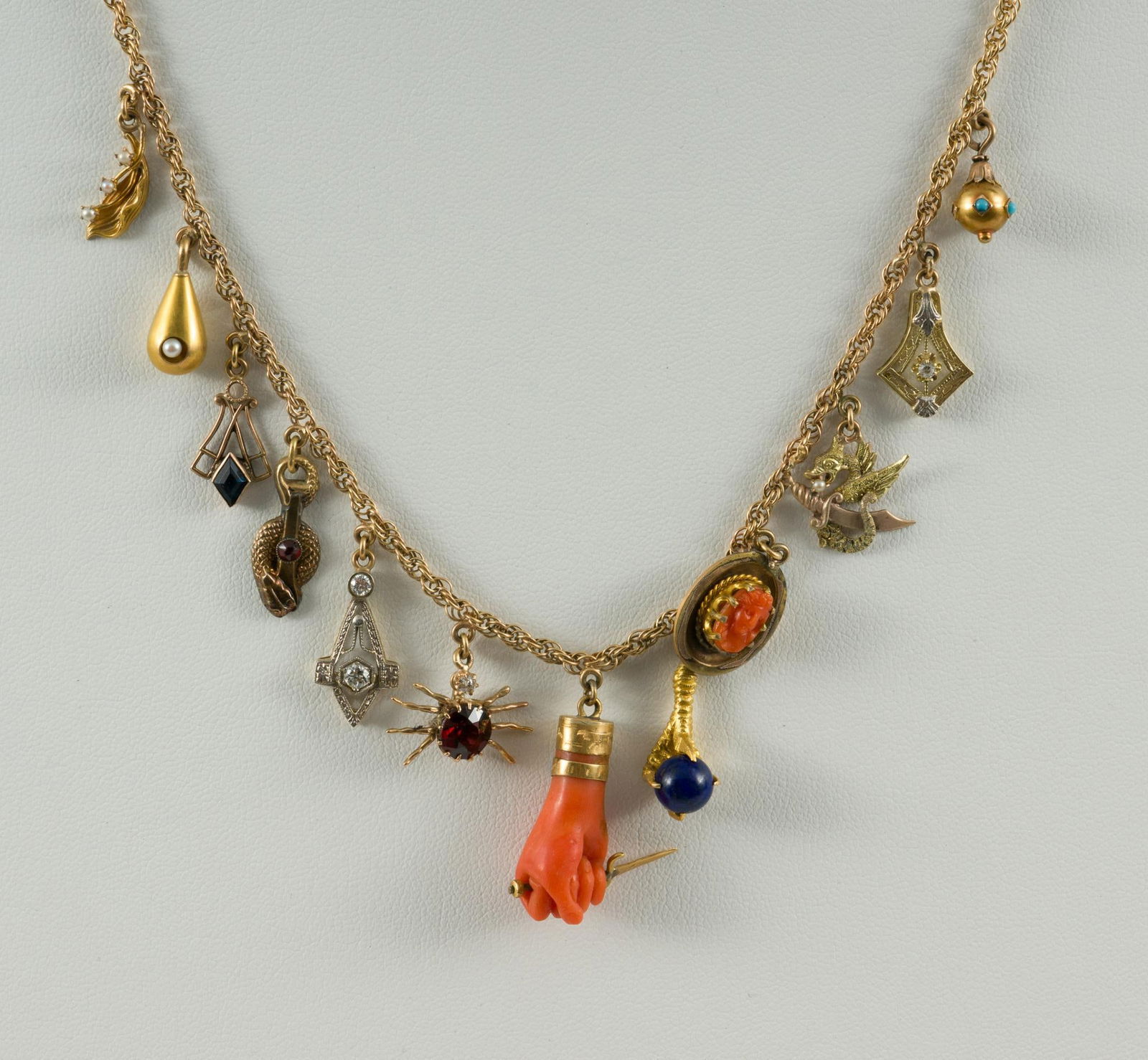 Victorian 14K Gold Charm Necklace (1 of 4)