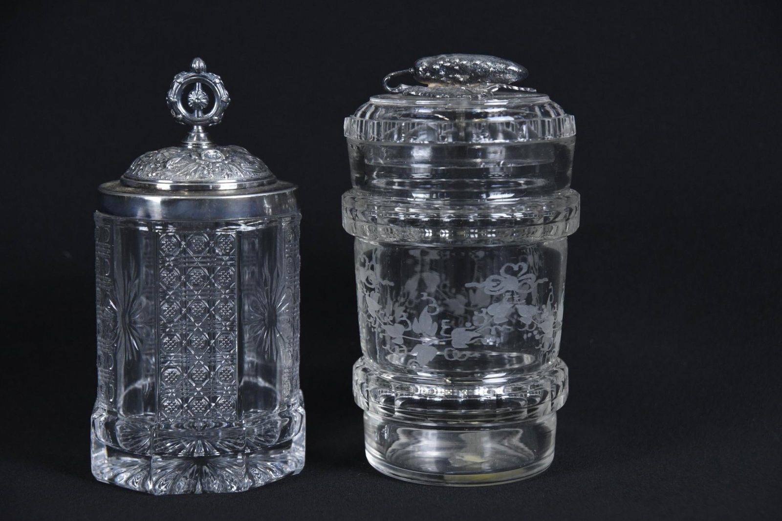 2 Antique Glass Pickle Casters incl Etched (1 of 5)