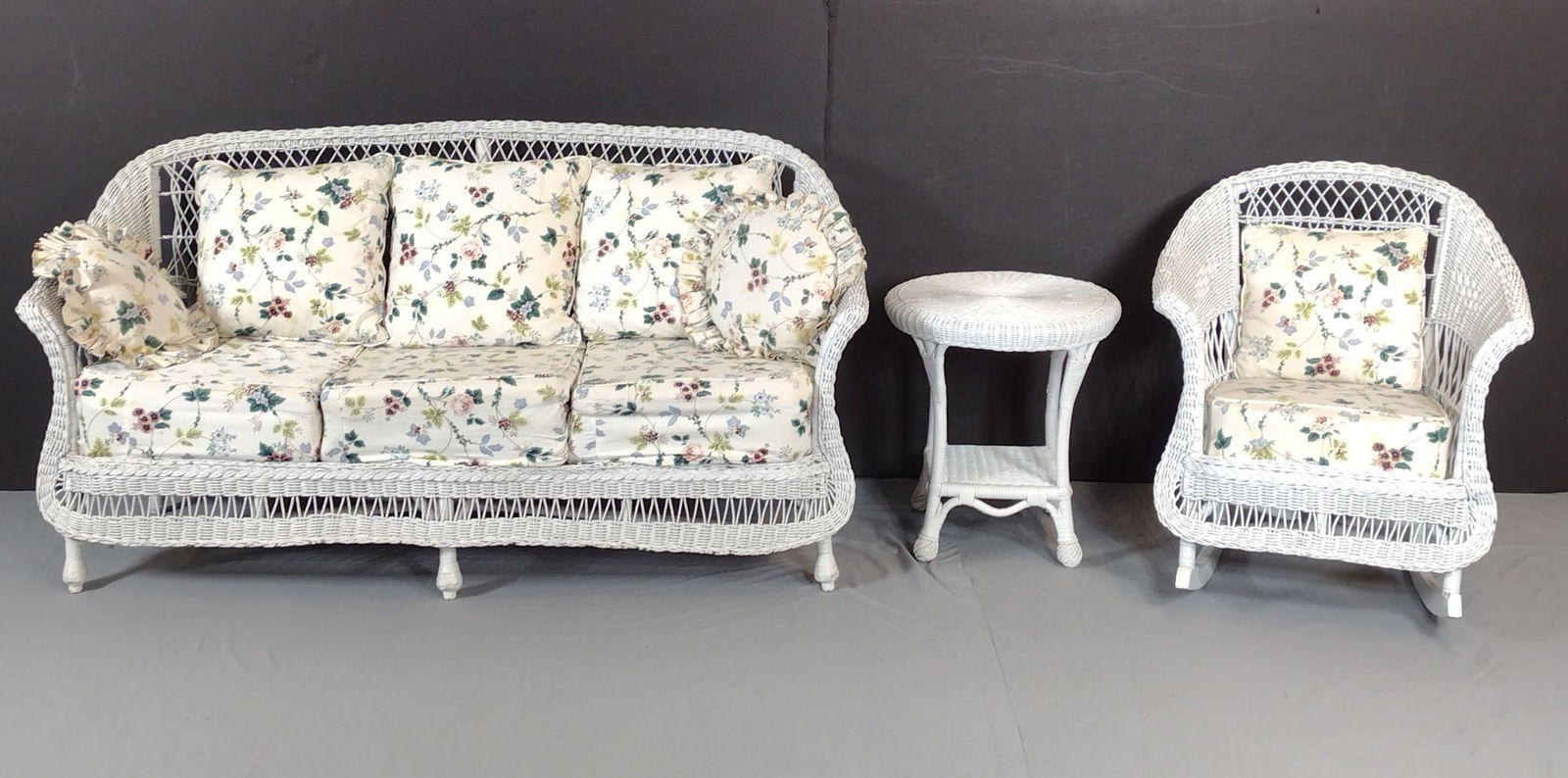 Wicker Sofa, Rocker & End Table (1 of 9)