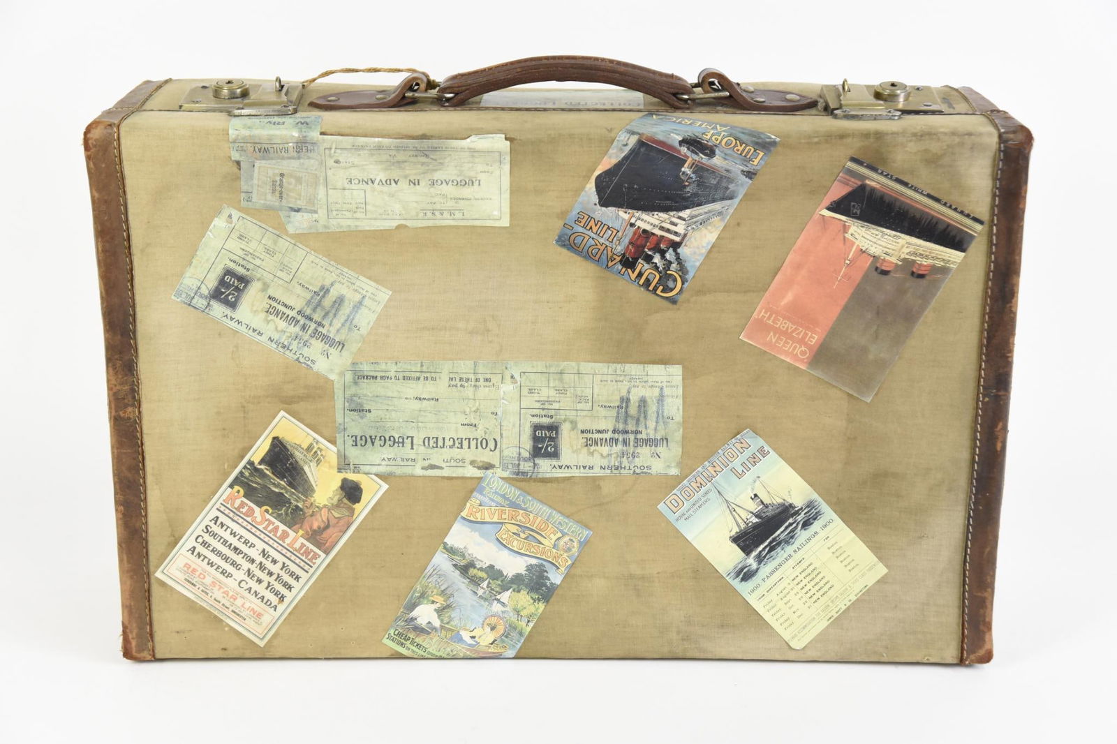 Vintage Suitcase with Cunard Lines Travel Stickers (1 of 7)