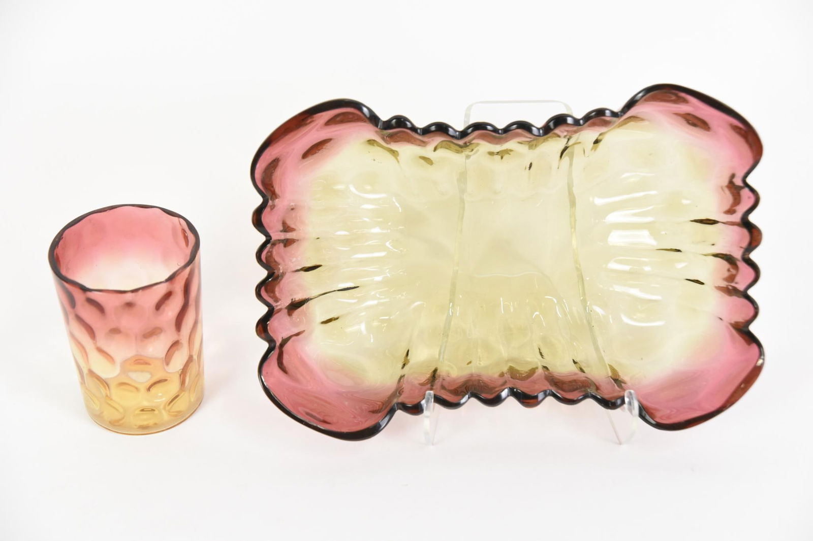 2 Pcs Antique Amberinera Glassware (1 of 3)