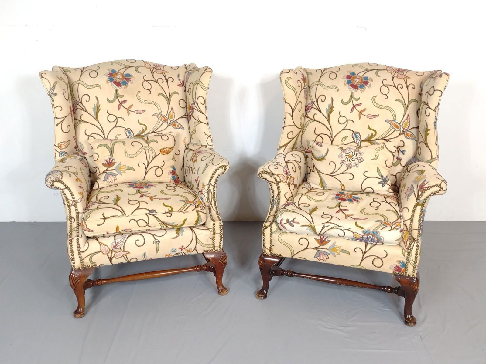 Pair Of Floral Print Wing Back Chairs (1 of 4)