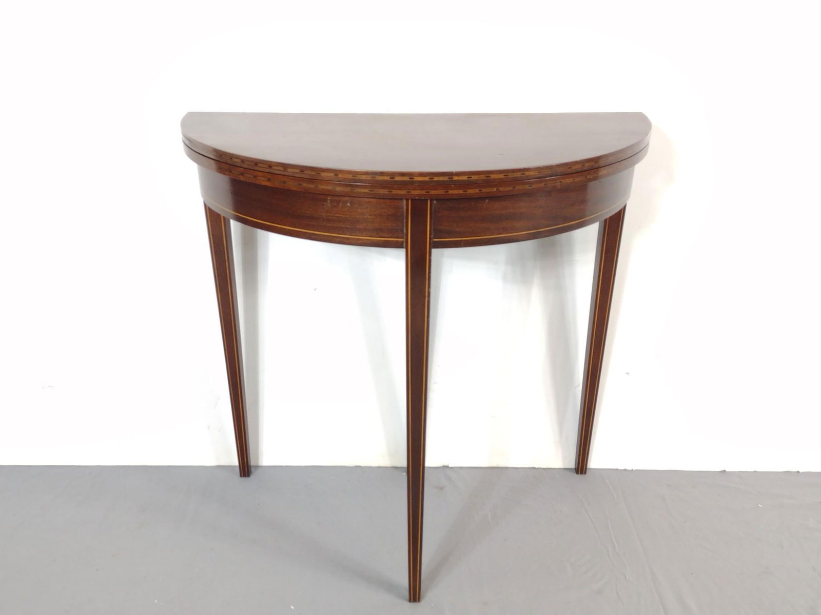 Antique Demilune Inlaid Game Table (1 of 6)