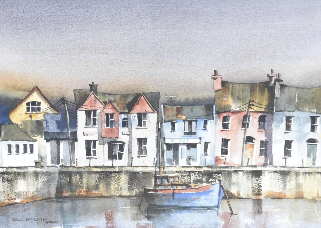 Val Eyrne "Skebries Harbor, Dublin Ireland" Watercolor (1 of 6)