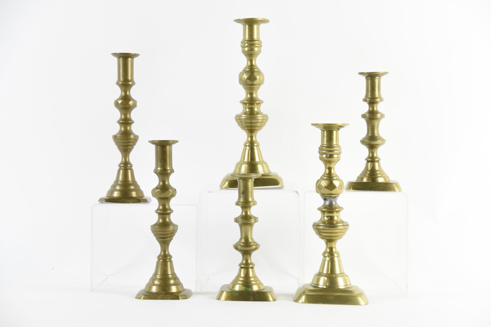 3 Prs Antique Brass Candlesticks (1 of 5)