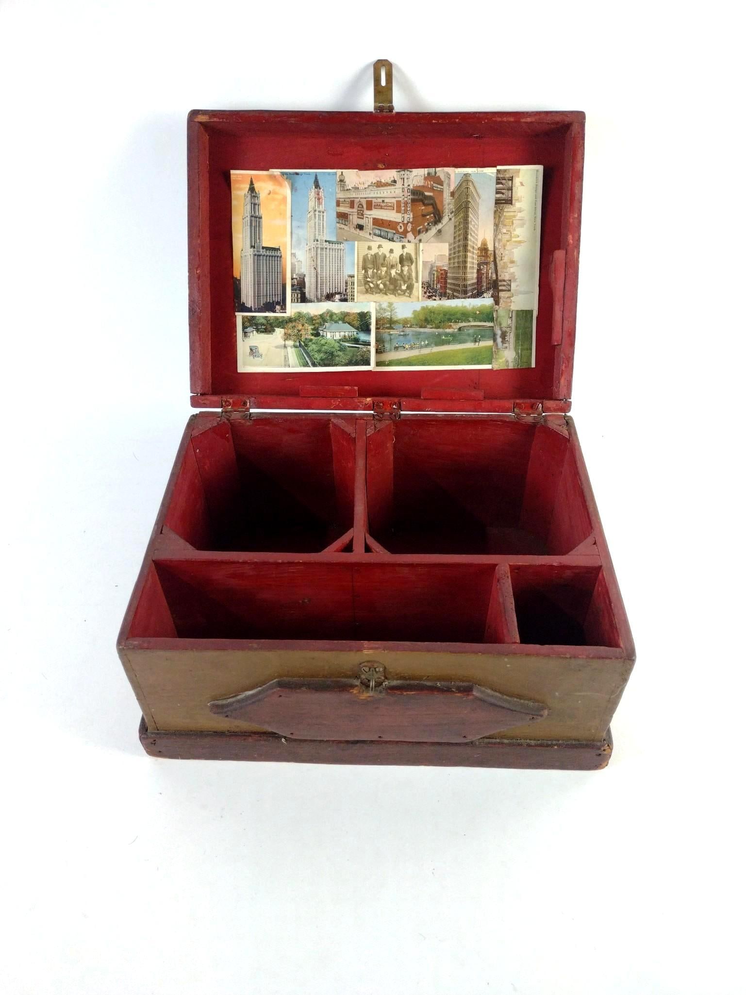 Antique Wood Chest with New York Ephemera on Interior (1 of 4)