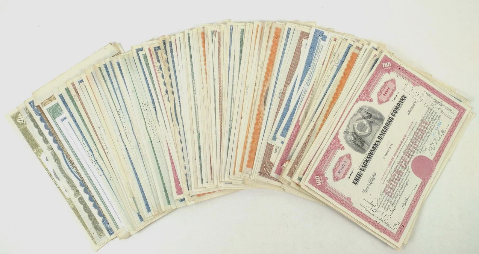 Collection of 136 Railroad Company Stock Certificates (1 of 17)