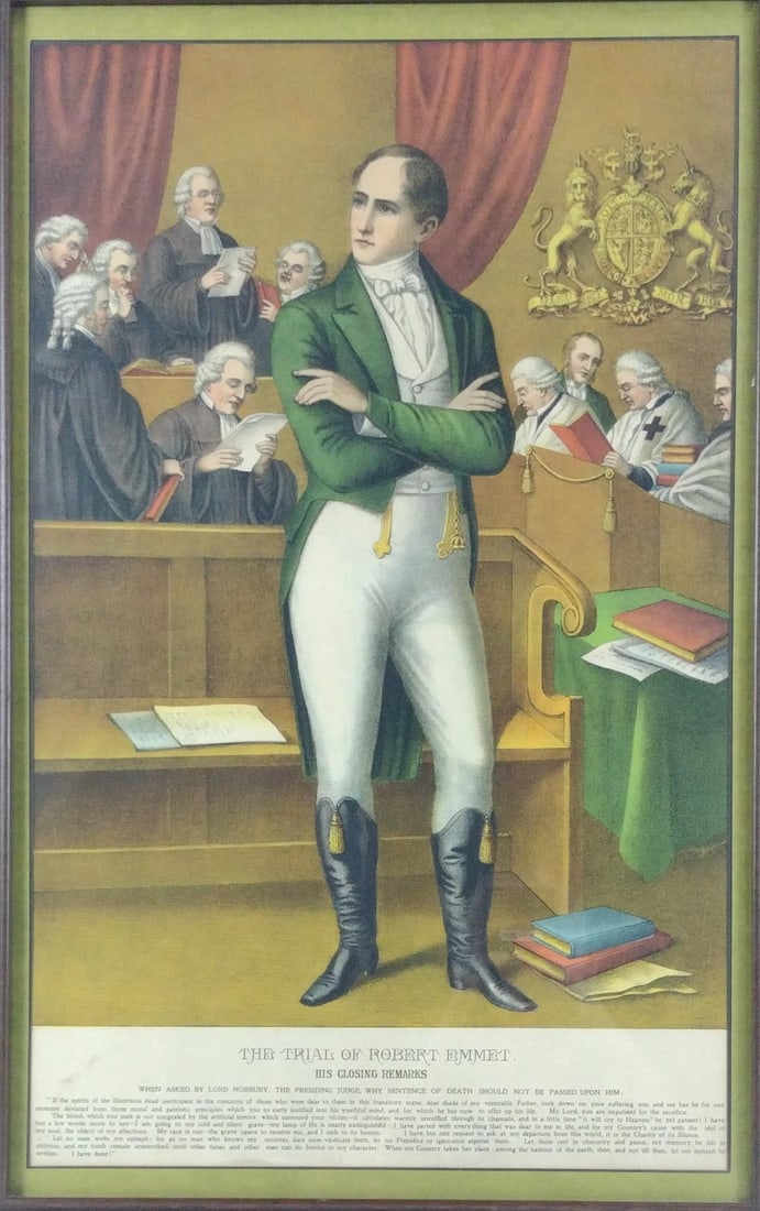 The Trial of Robert Emmet Print: Sight: 26-1/4" high x 16-1/2" wide. Overall with frame: 33-1/4" high x 23-1/2" wide. LR