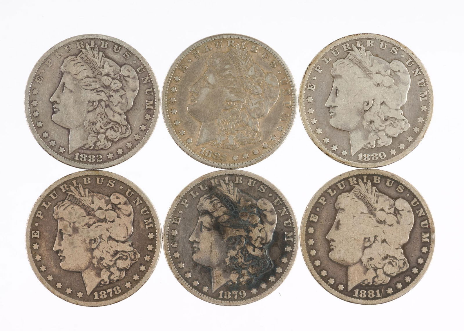 1878-CC 1879-CC 1880-CC 1881-CC 1882-CC 1883-CC Morgan Silver Dollars (1 of 2)