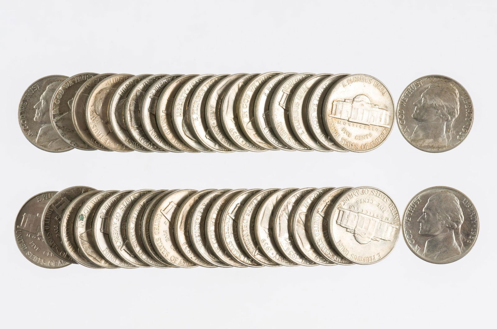 1938 and 1939 Jefferson Nickels AU and Uncirculated (1 of 1)