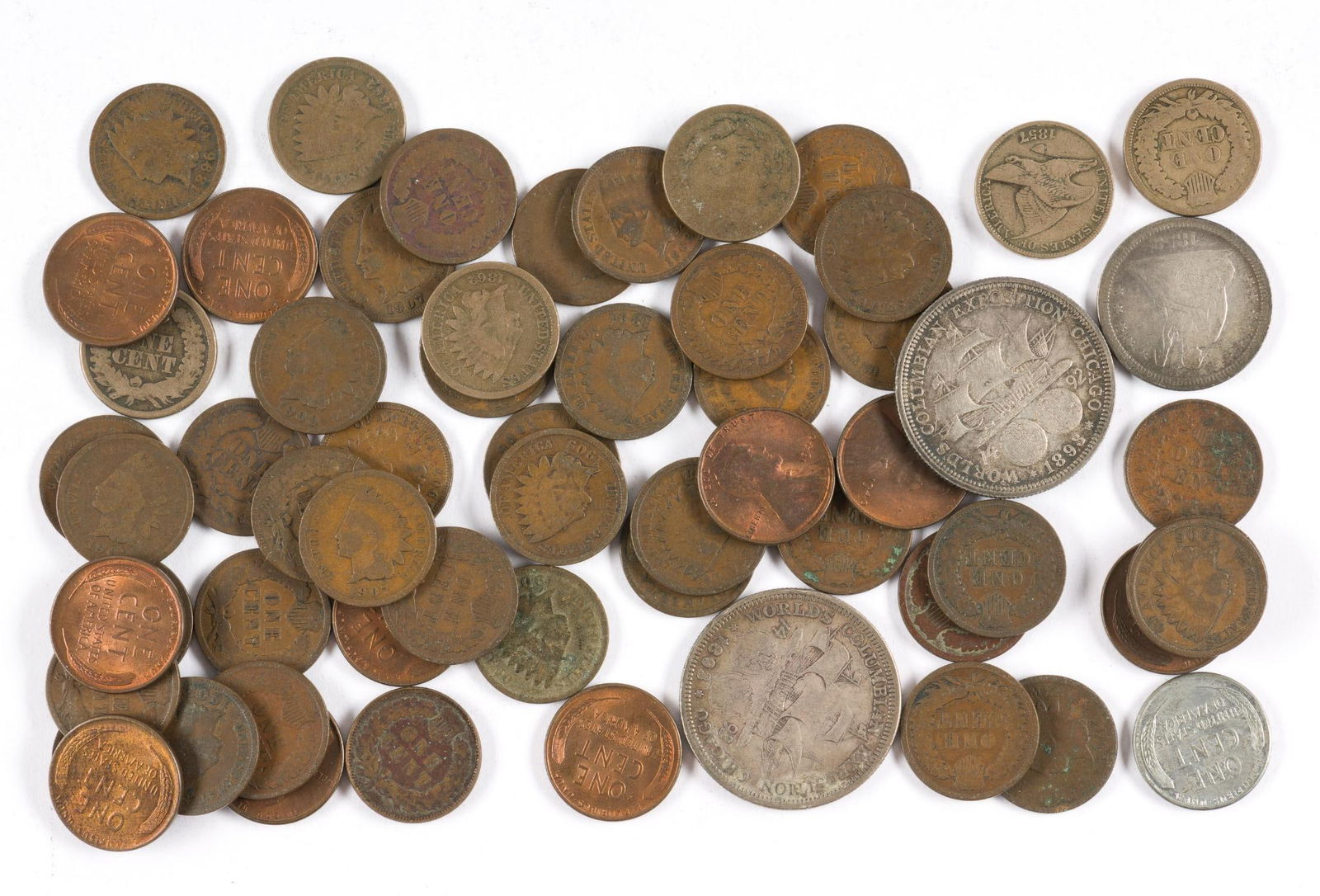 Miscellaneous US Coins Silver Half Dollars Indian Head Flying Eagle Cents (1 of 1)